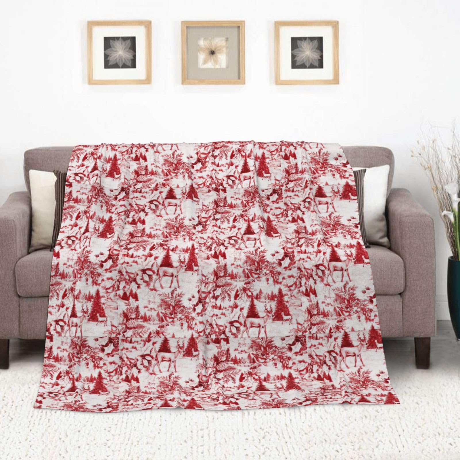Couverture en flanelle avec imprimé ours et cerfs - 177,8 x 203,2 cm - Chaude et confortable - Pour l'hiver - Pour camping ou voyage
