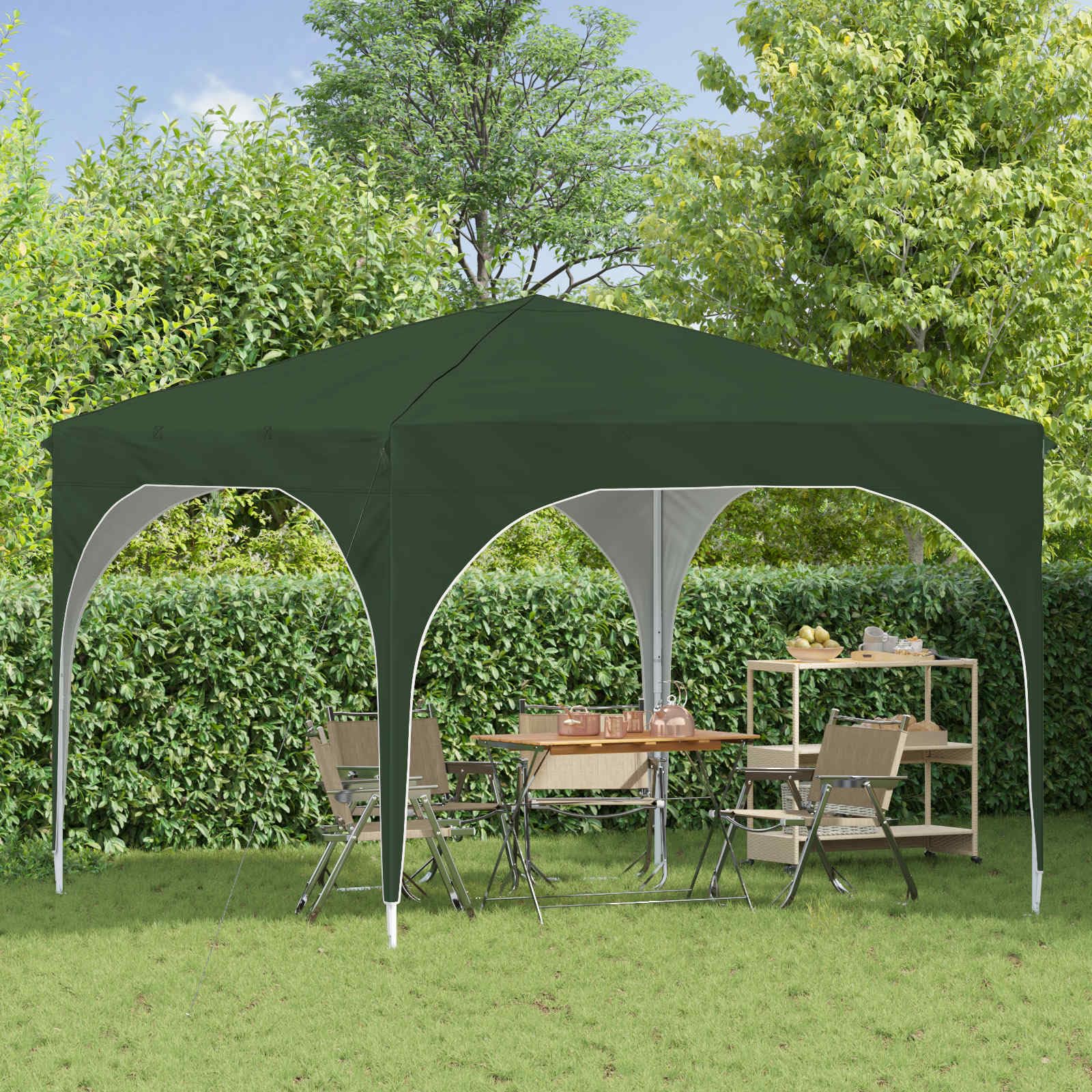 Namiot imprezowy Pop-up, zielony, 290 x 290 x 245 cm, z 3-stopniową regulacją wysokości, ochrona przed promieniowaniem UV, wodoszczelna tkanina Oxford 210D, stabilny stelaż stalowy, składany