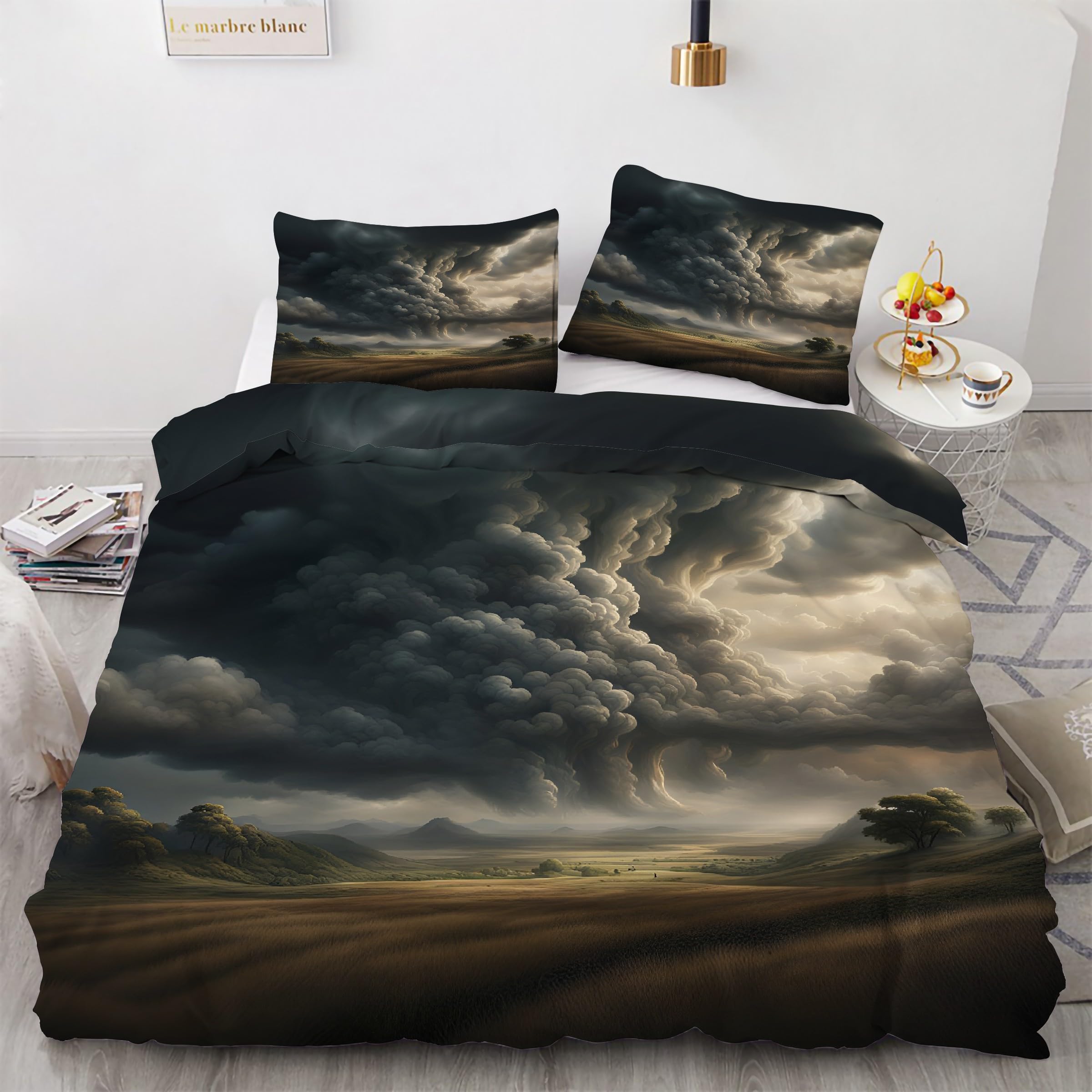Housse de couette 220x240 désert en microfibre douce et zippée pour un lit infroissable