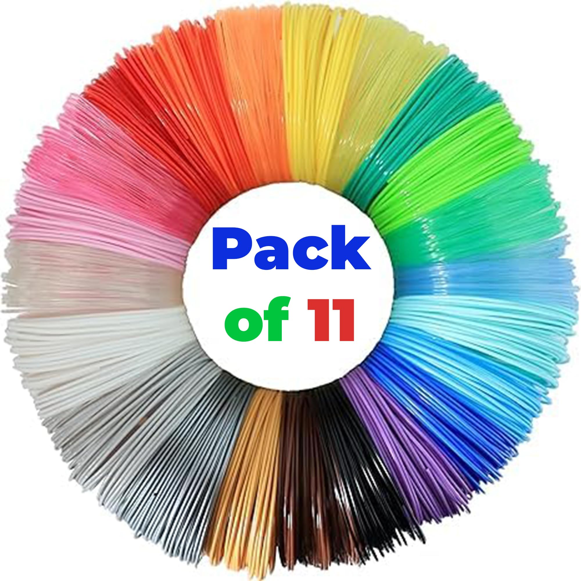 NFIL3D 11pcs Multicolor Filament of 3D Pen 5Meter Each | 3D Pen Filament | 3D Pen Refill | 3D Pen for Kids | Compatible with All 3D Pens | 1.75mm | (Set of 10Pcs) + 1Free (Pack of 11)