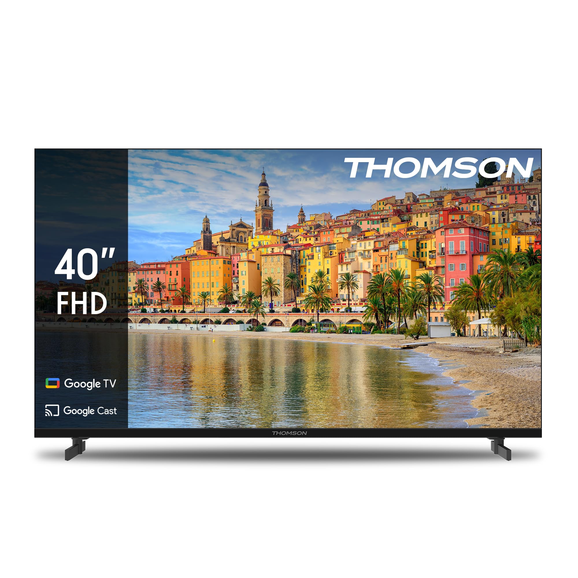 THOMSON 40 Pouces (101 cm) LED Full HD Google Smart TV, Wi-​FI, Bluetooth 5.1, Dolby Audio, Triple-​Tuner(Câble-​Satellite-​Antenne), HDMI, CI+, A Panneau - 40FG2S14