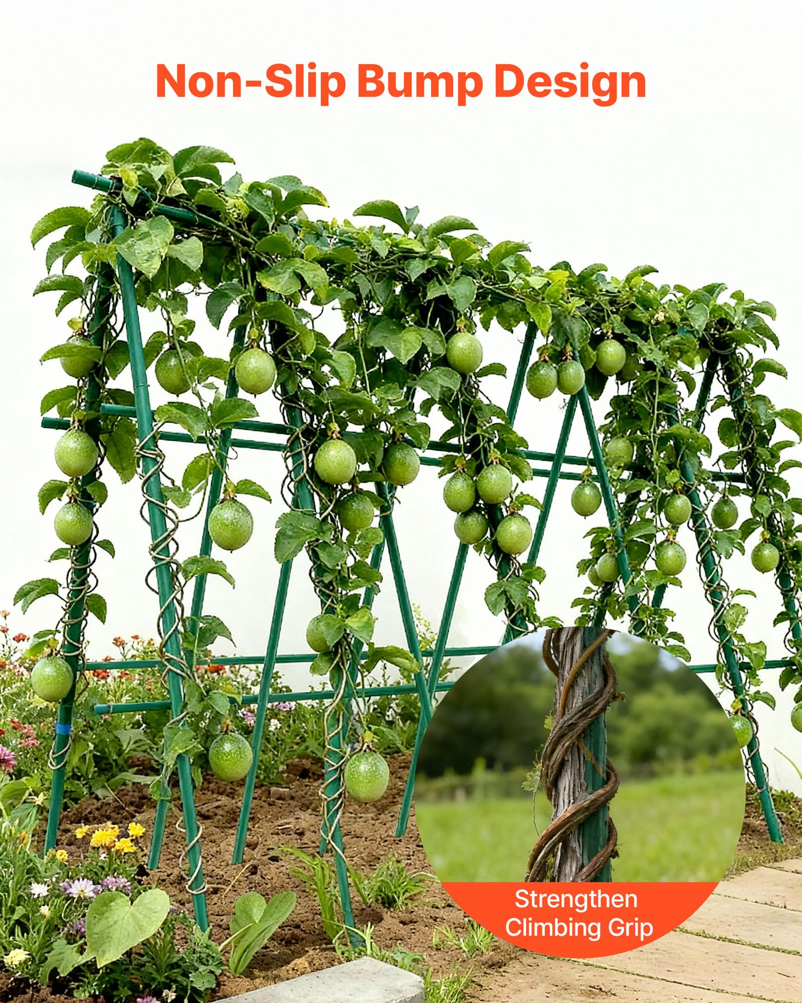 VEVOR Picchetti da Giardino 2100 mm Confezione da 25, Bastoni di Sostegno per Piante con estremità Appuntita e Protuberanze Antiscivolo per la Coltivazione di Piante Rampicanti, Verdure da Esterno