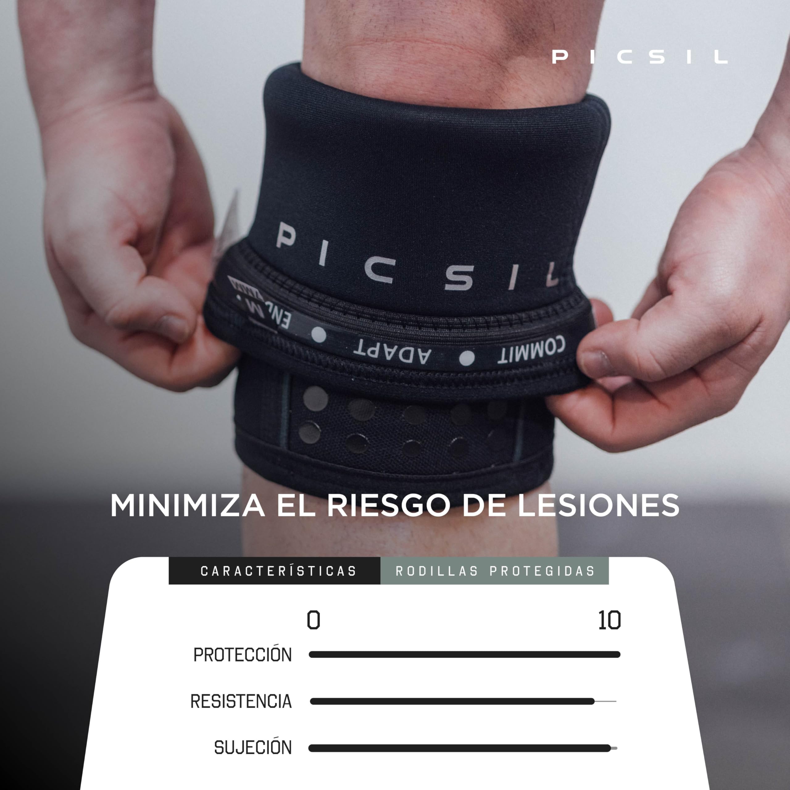 PICSIL Rodilleras de Neopreno 10 mm, Levantamiento de Peso y Entrenamiento de Alta Intensidad, Diseño Antideslizante y Ajuste Estable, Aptas para Competición - Color Fern, Talla S