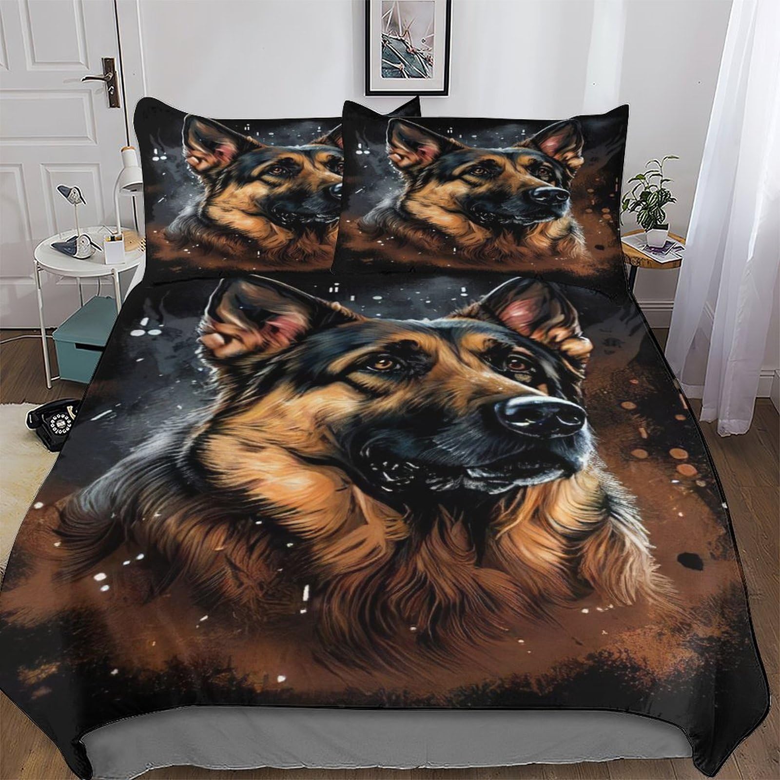 Housse de couette Berger Allemand 3D 220x240 cm avec ses taies d'oreiller