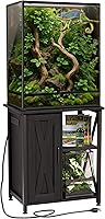 Herture 67 Gallon Reptile Tank Stand with Power Outlet, Storage Cabinet, 600lb Capacity - Black Terrarium Stand 24x18