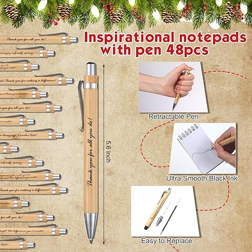 Miniatura 2 de Outus 96 piezas de mini bloc de notas de Navidad con bolígrafos, juegos de cuadernos de Navidad pequeños en espiral, bolígrafos de Navidad para la