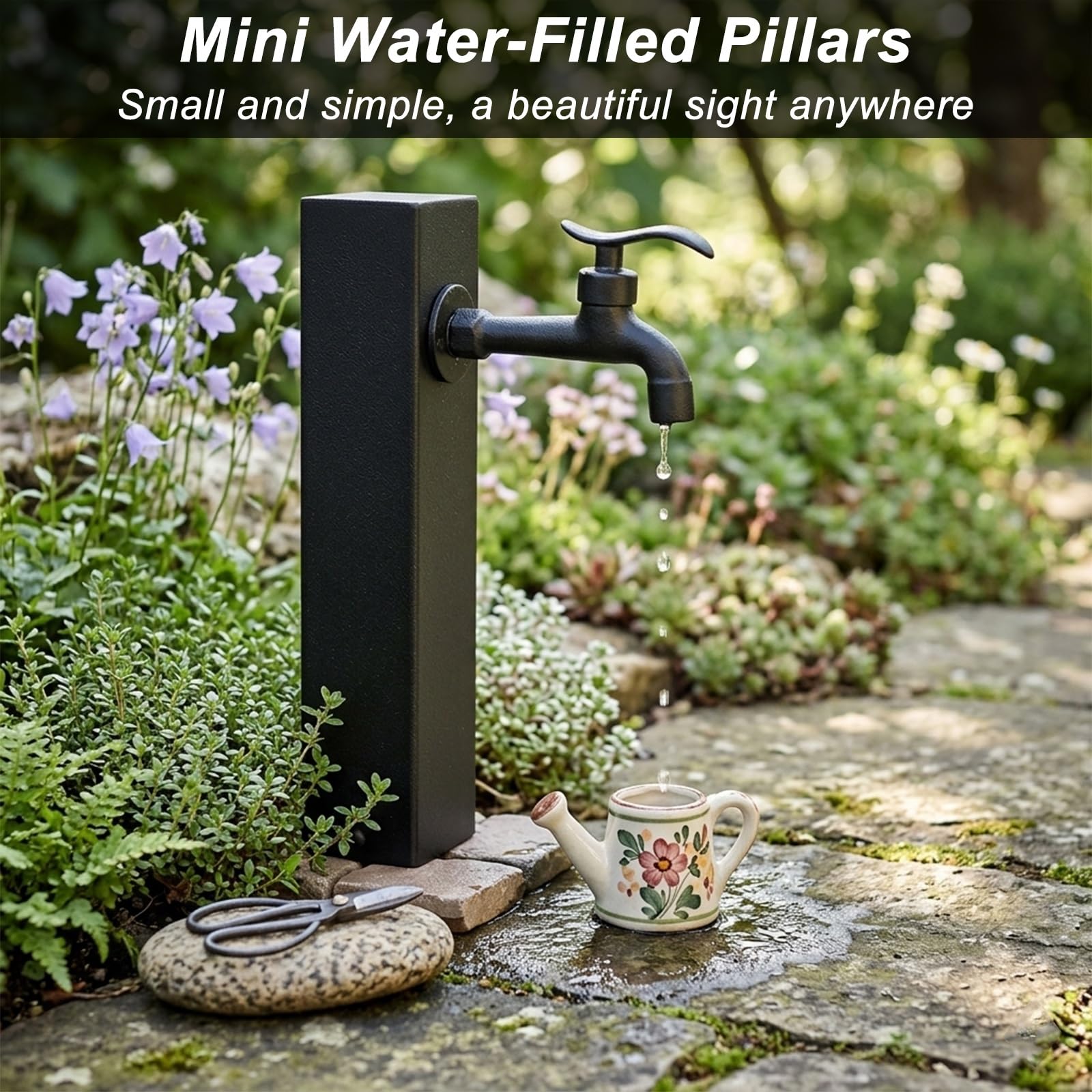 Columna de Agua Del Jardín con Grifo de Cobre, Columna de Agua Independiente para Jardín de Acero Inoxidable de 30 cm para Patio, Jardín y Terraza(2.5cm/1in)