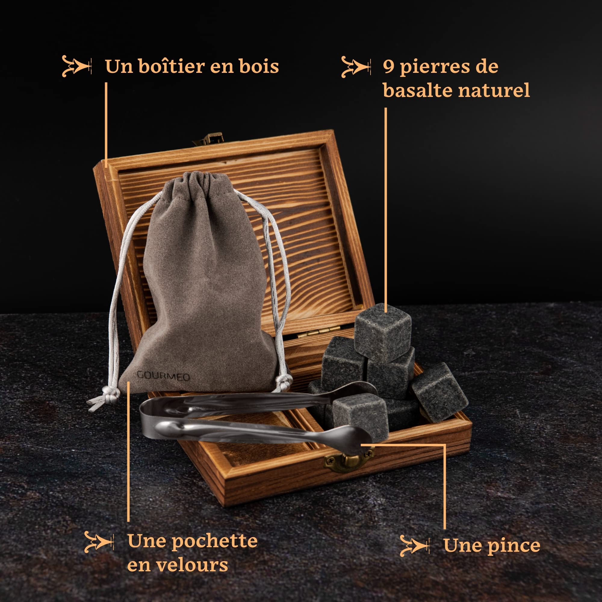 Stéatite Naturelle-Glaçons Réutilisables, Whisky, Pierres Froides-Ensemble de 9 pièces, Terre, 2, 2