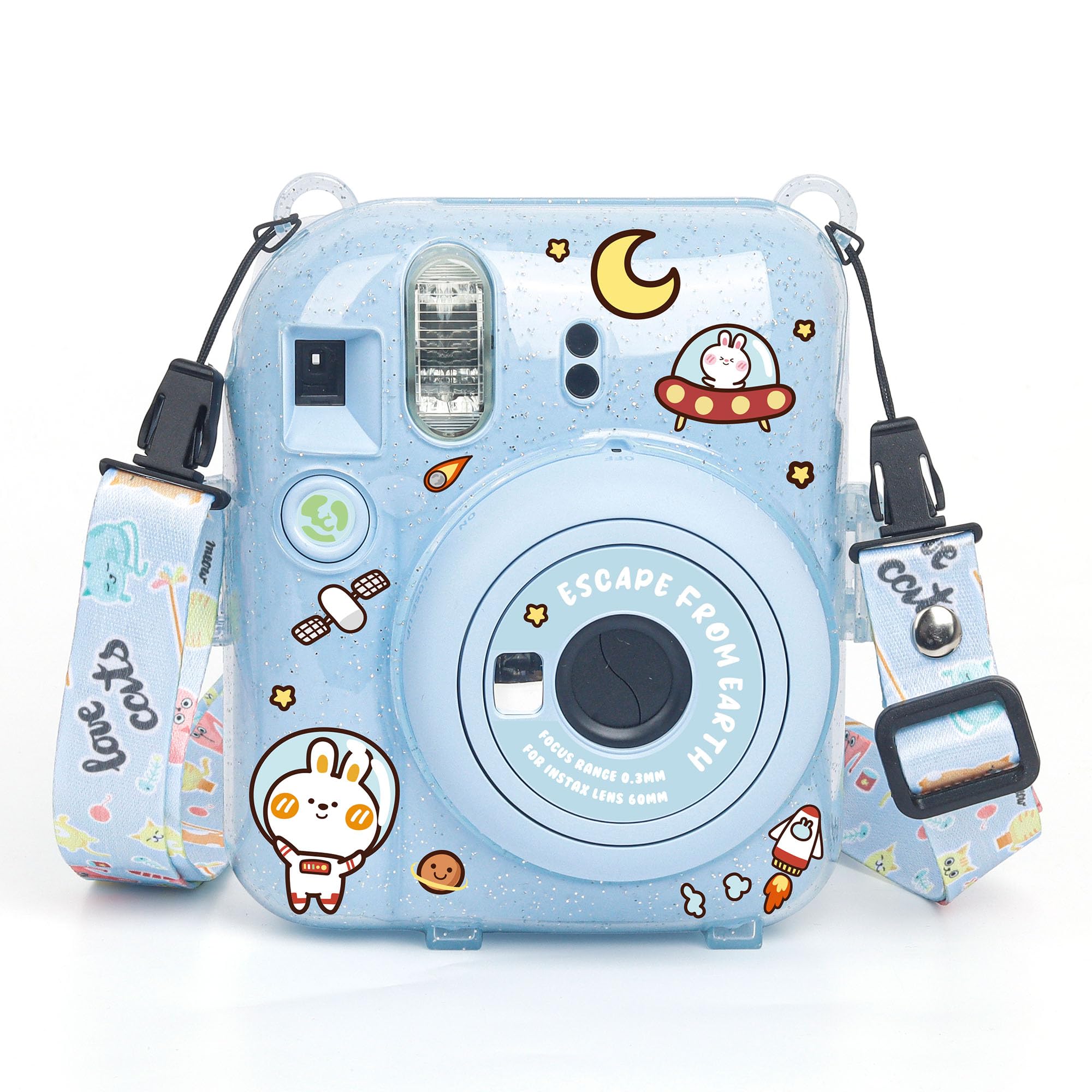 Instax mini 12 Fotoğraf Makinesi-10'lu Film-Kıskaçlı Stand-PVC Albüm ve Simli Pleksi Kılıf Seti (Mavi)