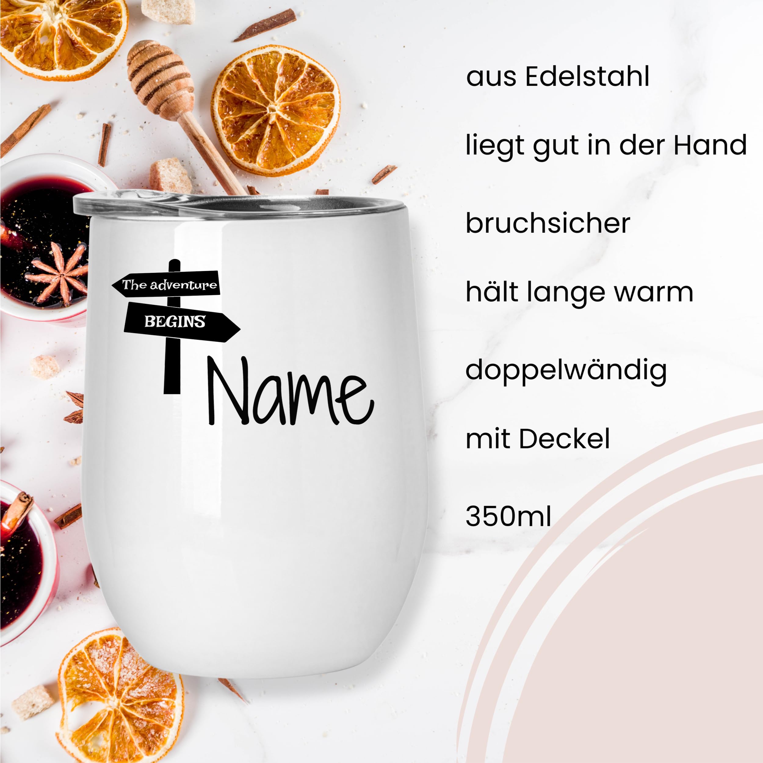 GRAZDesign Weinbecher Set Camping Geschenke, Glühweinbecher Thermobecher mit Namen personalisiert