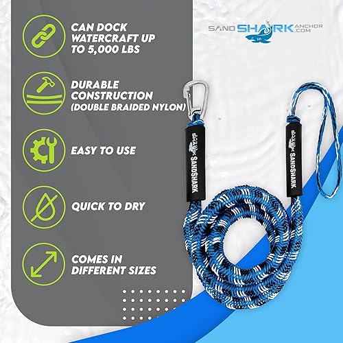 Miniatura 5 de SandShark Línea de muelle elástico de anclaje de alta calidad. Accesorios de barco Línea de anclaje que absorbe los golpes en anclajes y muelles con