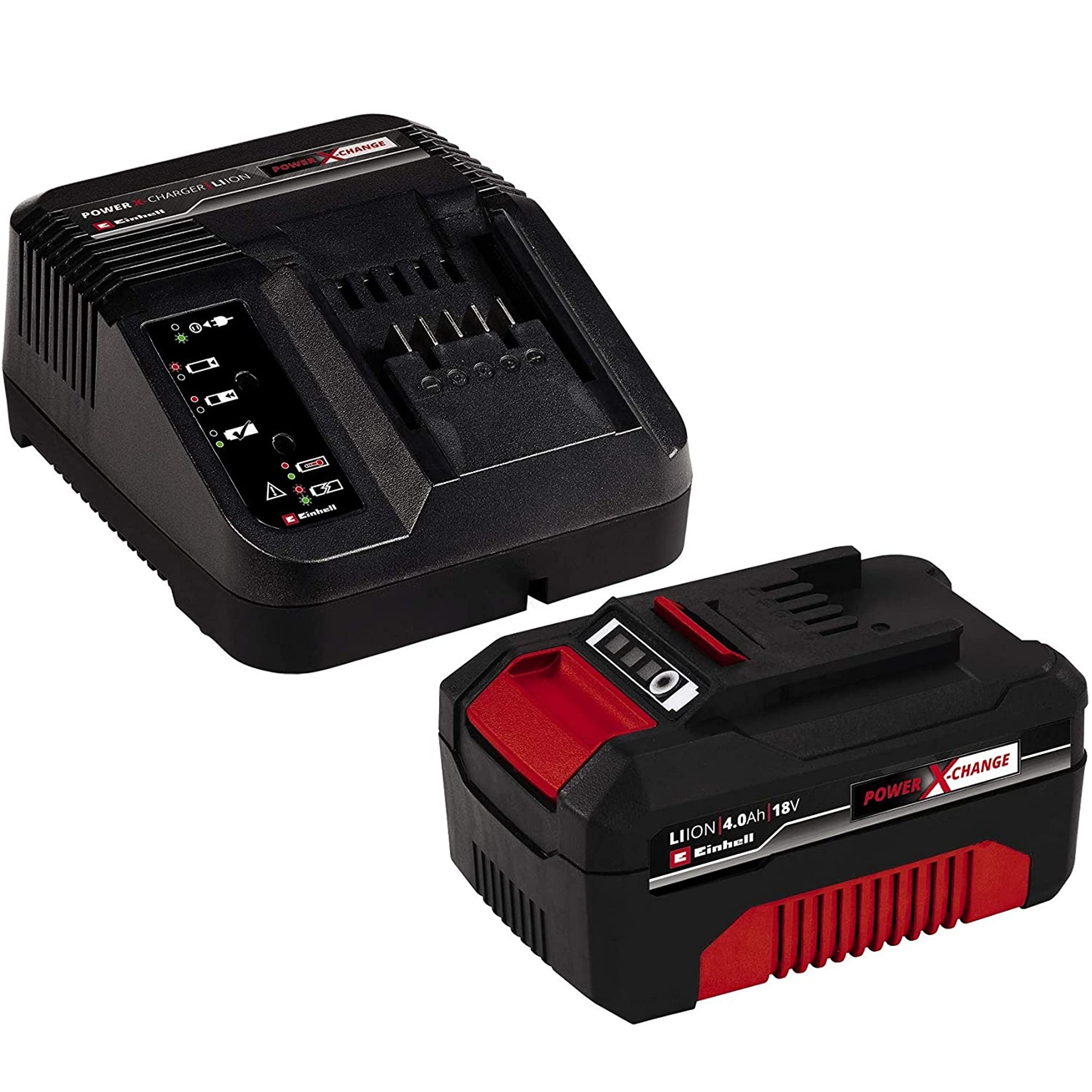 Einhell Cortasetos telescópico a batería, empuñadura adicional, engranaje de metal, arnés, bolsa, incluye 1 batería de 4.0 Ah y cargador individual
