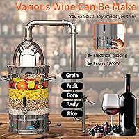 Vista 4 de HOOLOO Destilador de alcohol para uso doméstico, kit de fabricación de whisky de acero inoxidable 304 con termómetro, whisky, brandy, vodka de 6.3