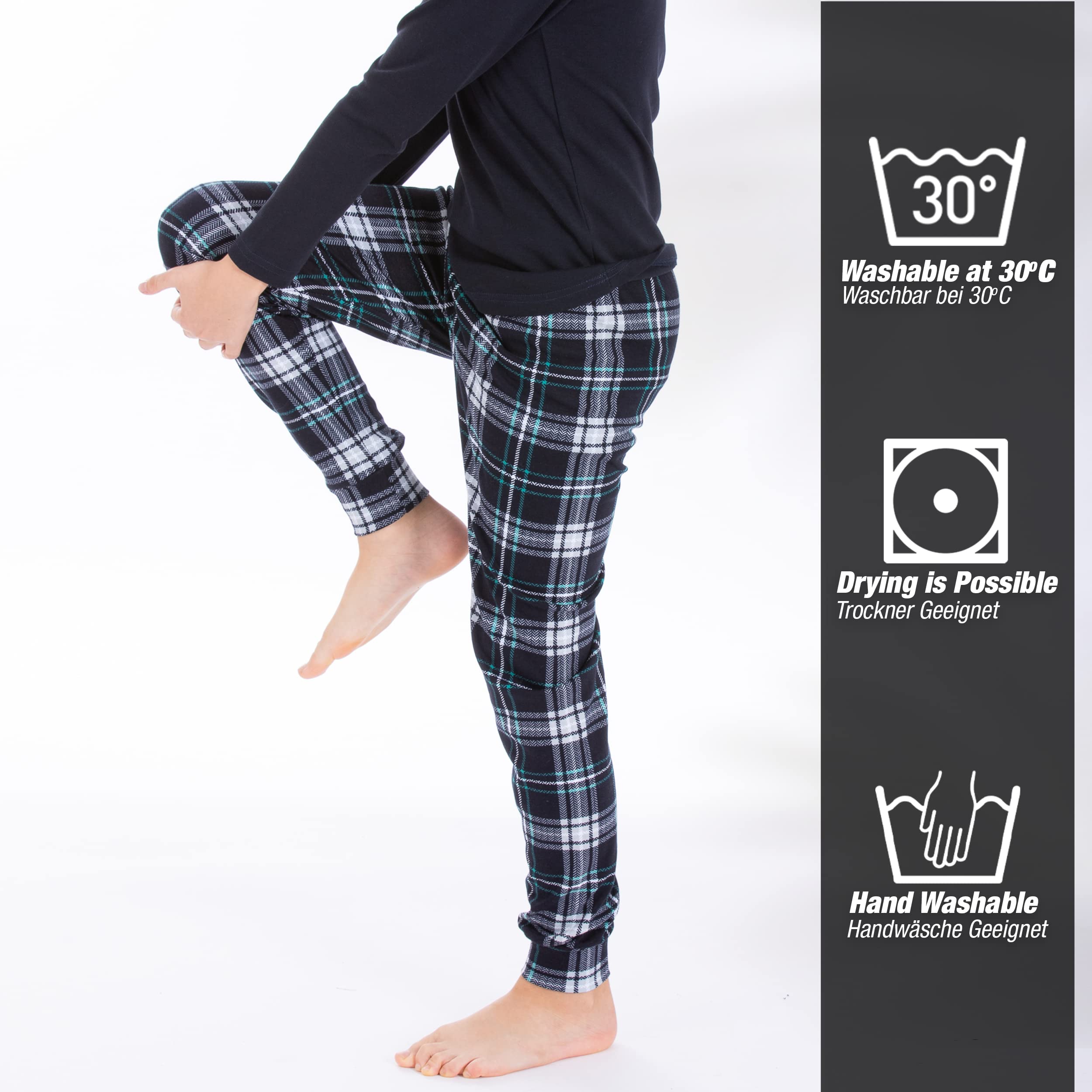 LOREZA ® Pigiama Bambino Caldo a Maniche Lunghe 100% Cotone Interlock a Quadri