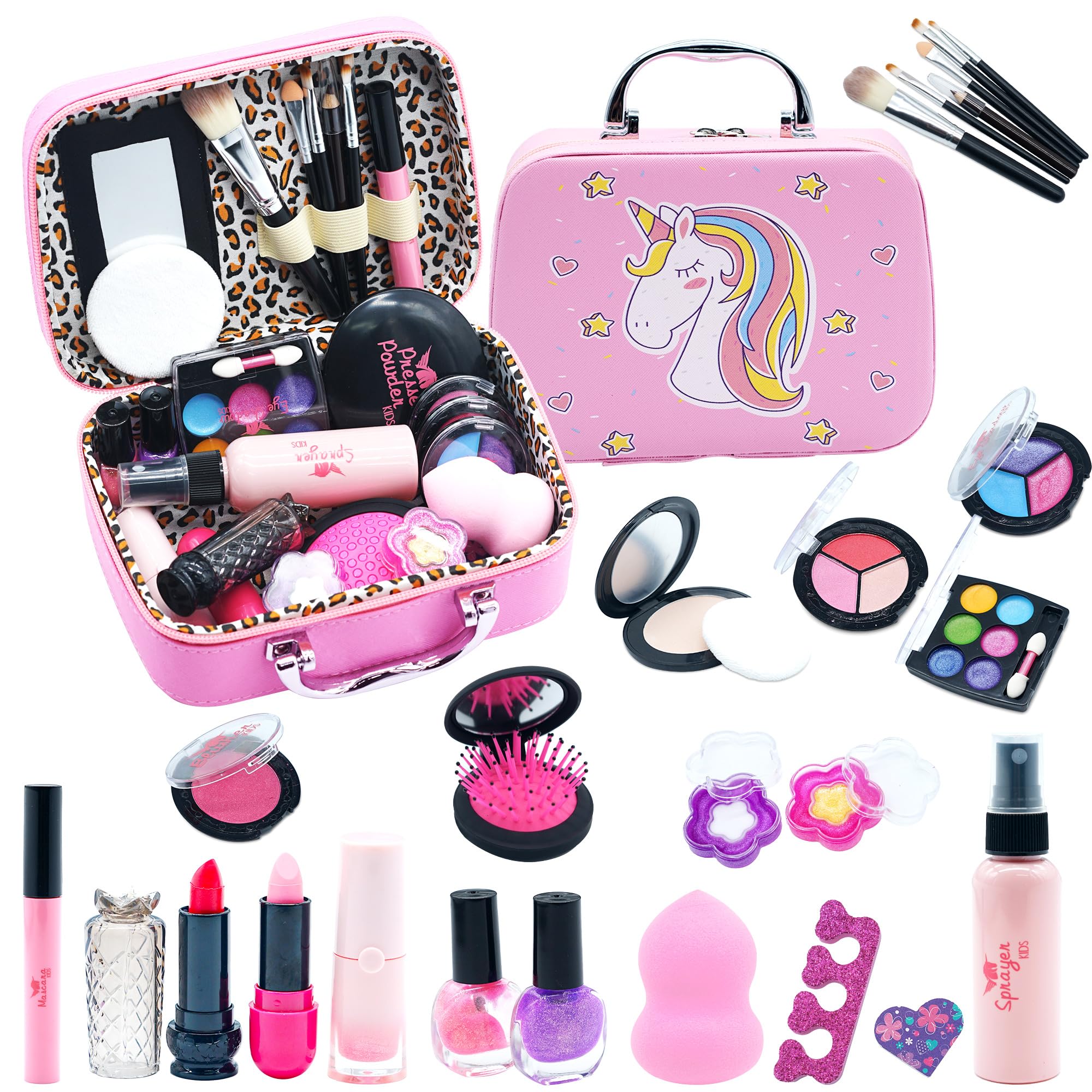 Juguetes de Maquillaje para Niñas, Kit de Maquillaje Niñas, Lavable de Maquillaje para Niños Juguetes, Regalo de Princesa para Niñas, Cumpleaños y Navidad de para Niñas 3 4 5 6 7 8 9 10 11 12 Años