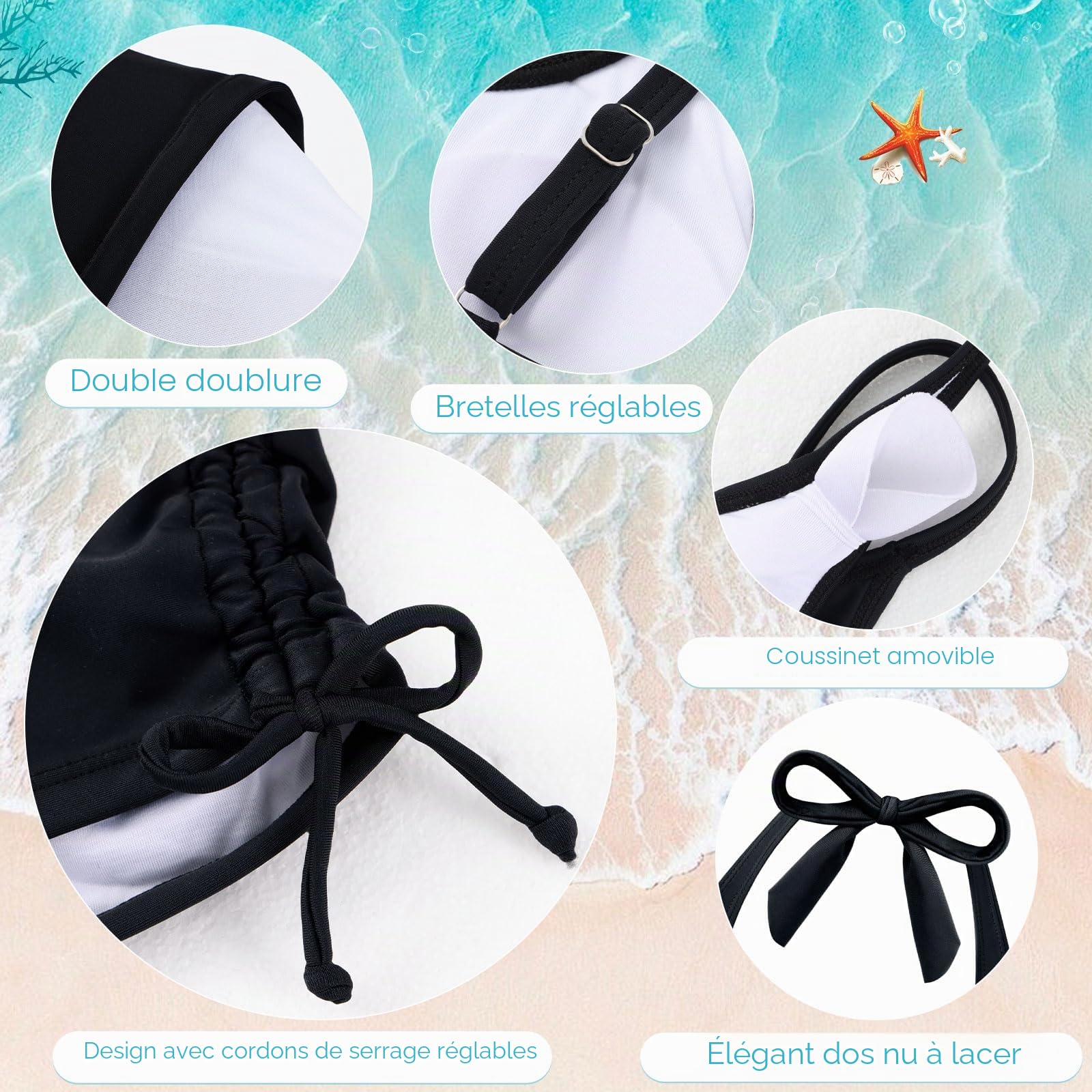 Maillot de bain 2 pièces dos nu tankini froncé avec imprimé tropical pour adolescentes de 9 à 16 ans