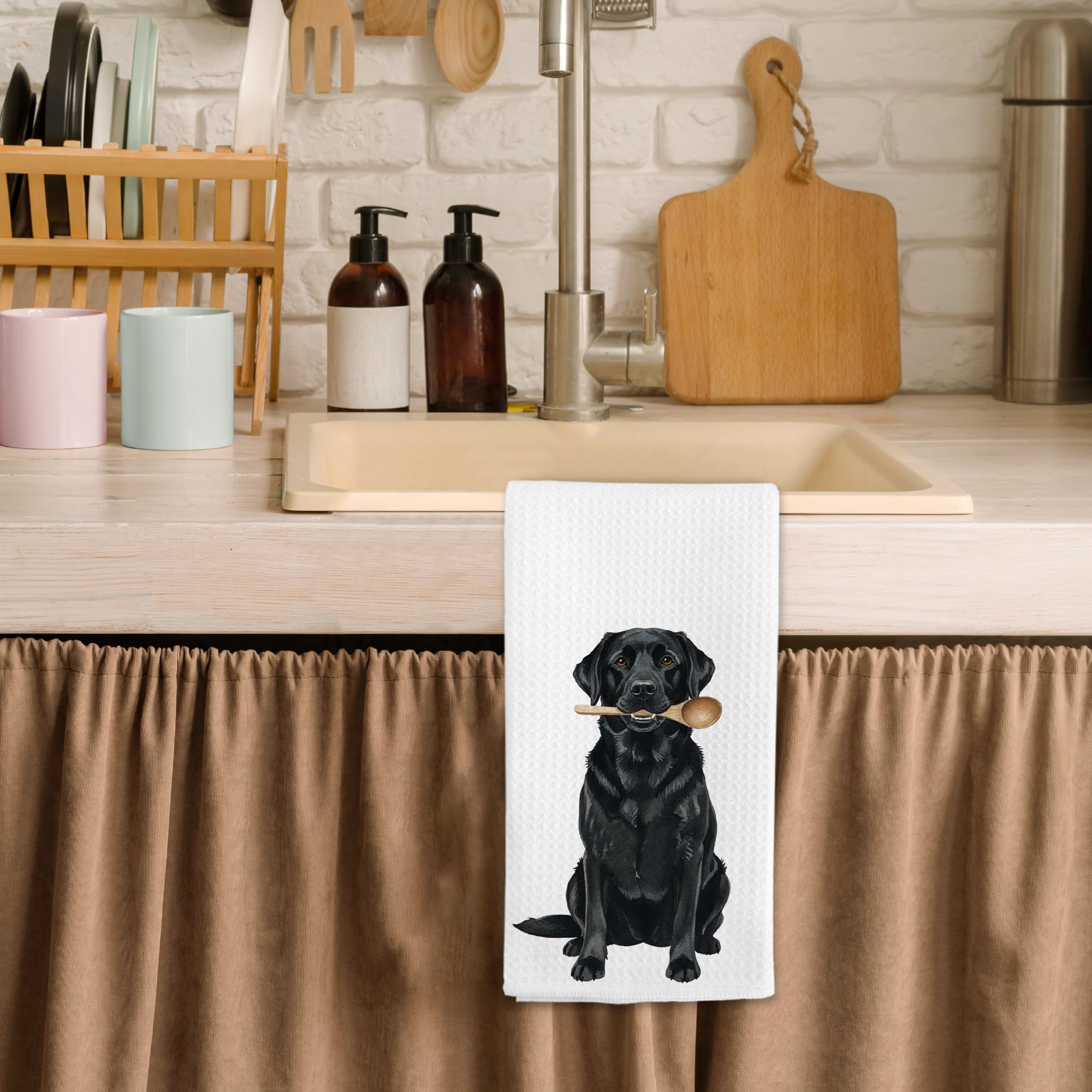 Funny Black Labrador Retriever Gifts Kitchen Towels, Black Lab Dog Lovers Gifts Hand Towels, Labrador Retriever Dish Tea Towel for Kitchen Decorations Decor, 16x24 Inch