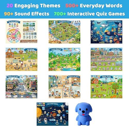 Miniatura 3 de Carteles de aprendizaje interactivos con bolígrafo parlante, 20 temas, juguetes educativos para niños y niñas de 3 a 12 años que aprenden a leer