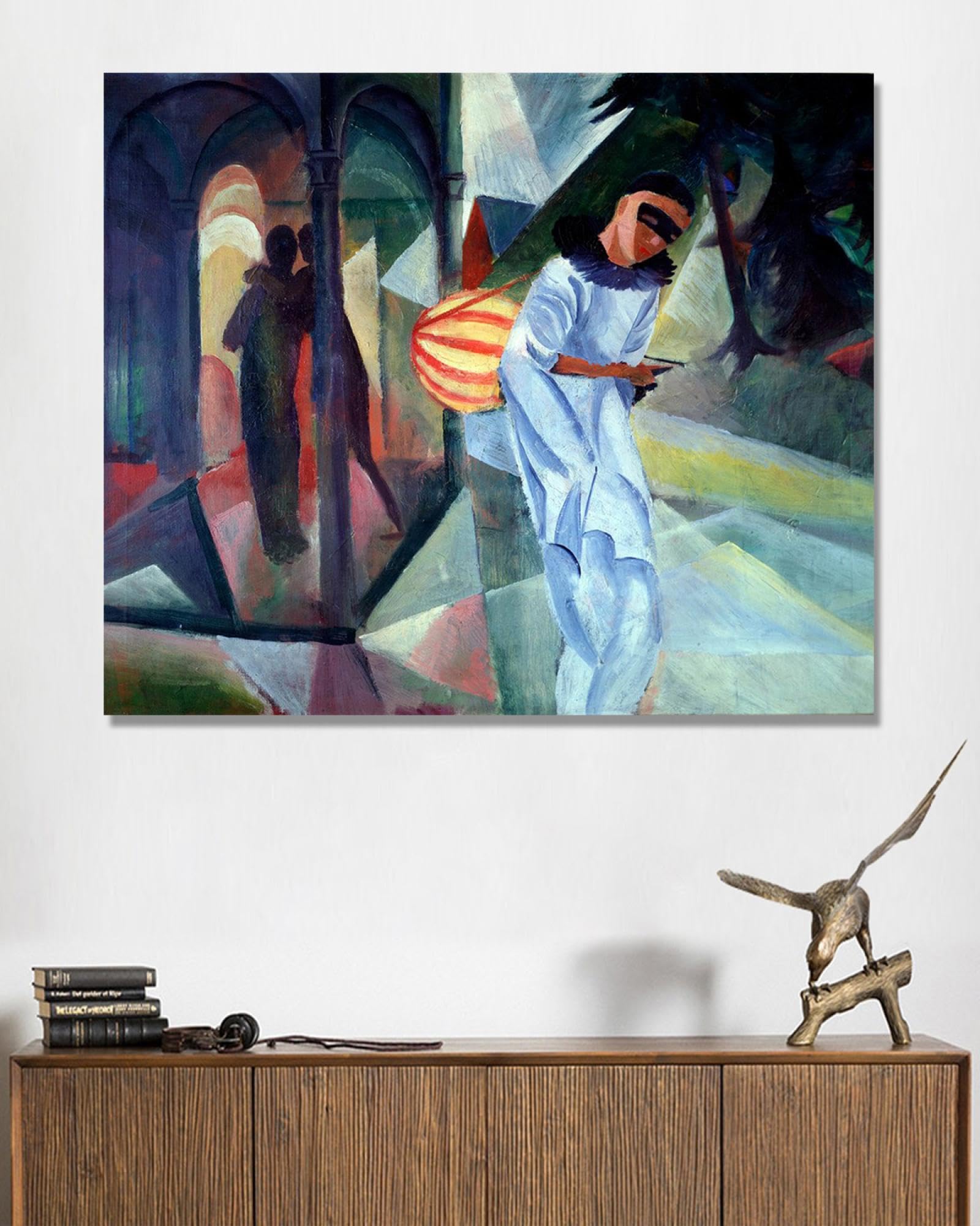 NHLDZYH August Macke Prints, (bez tytułu 3), reprodukcje słynnych obrazów, abstrakcyjny obraz artystyczny do salonu sypialni wystrój domu. 30 x 36 cm - tylko płótno