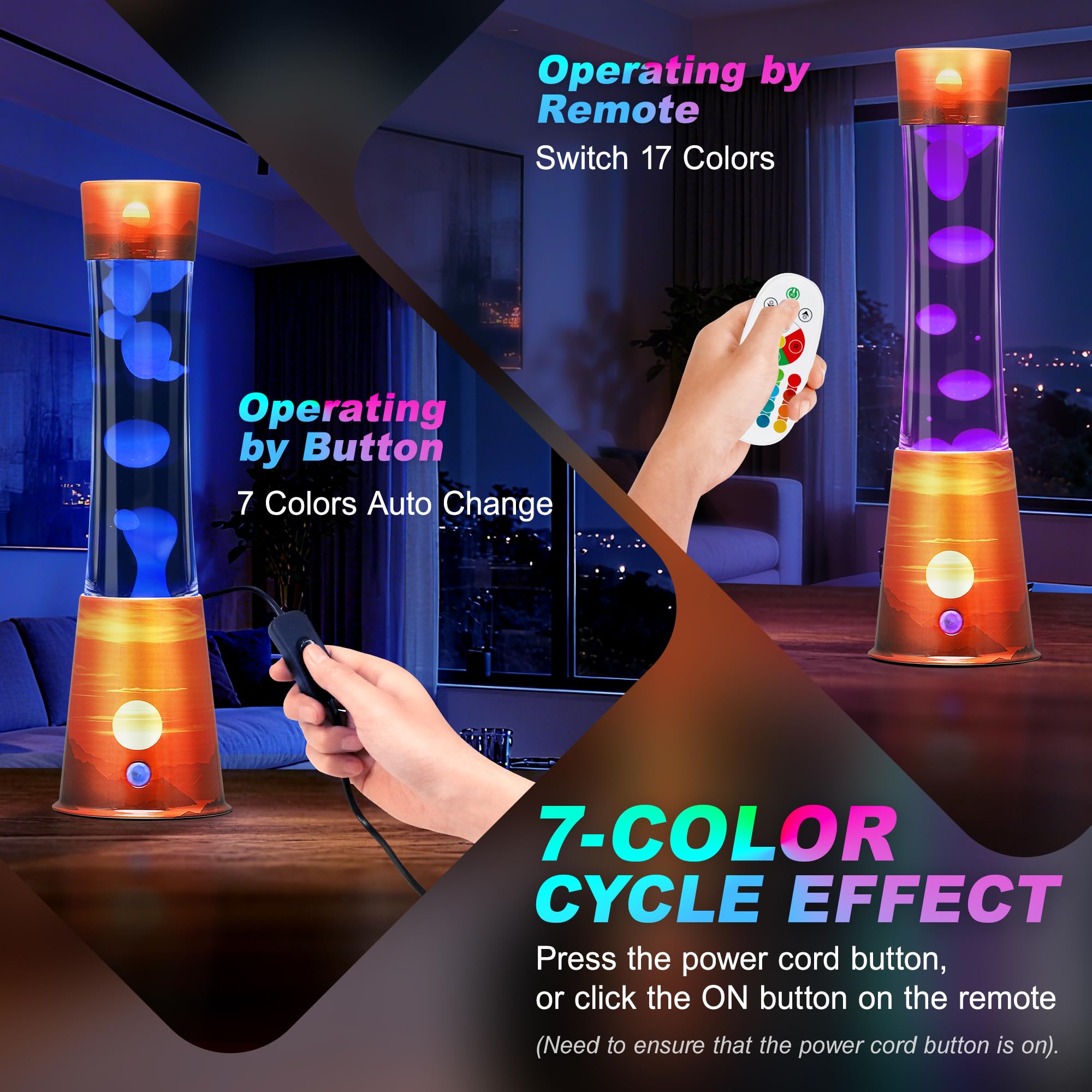 Lampe à Mouvement Liquide 40cm avec 17 Changements de Couleur Télécommande