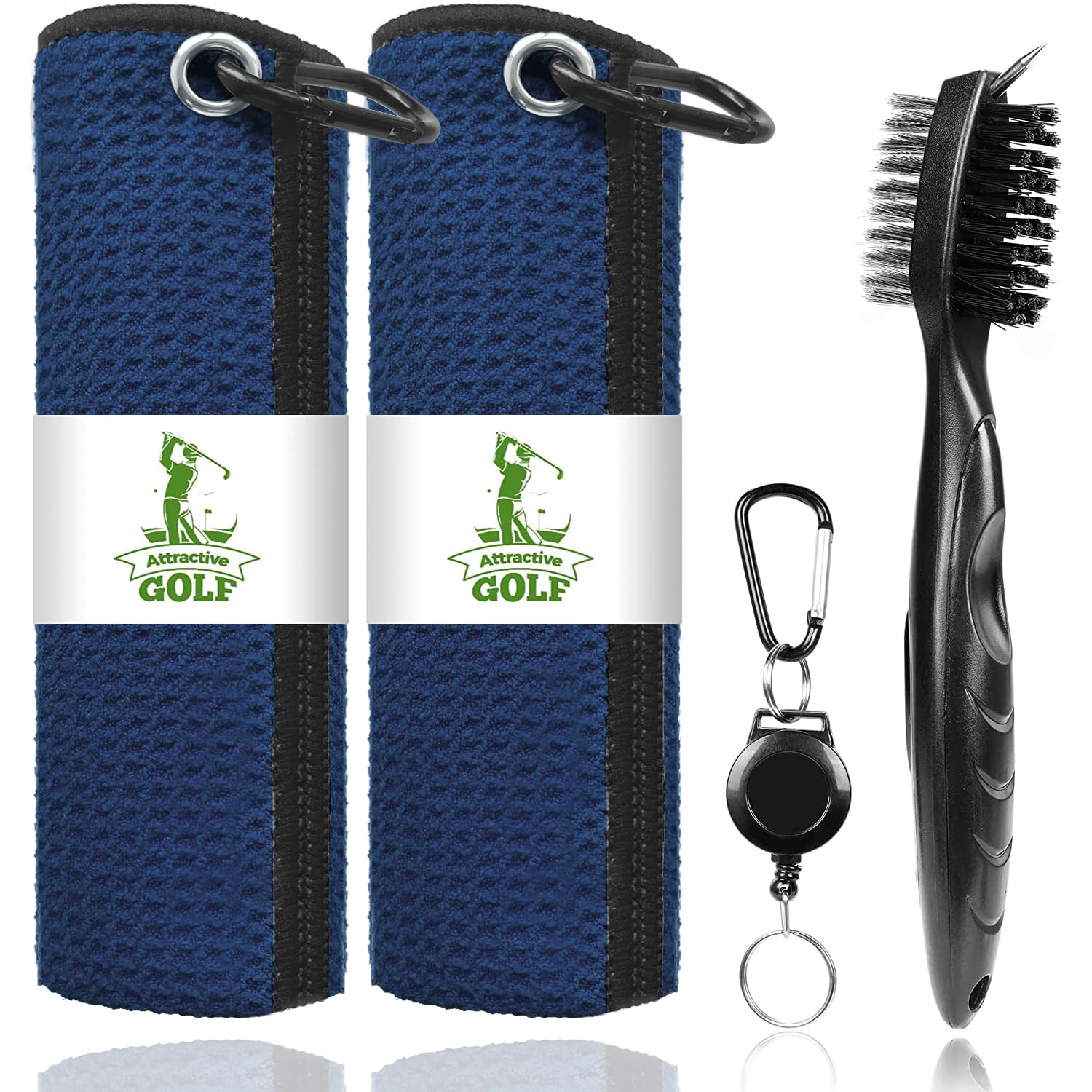 ATTRACTIVE 2 Pack Golf Towels with Brush
