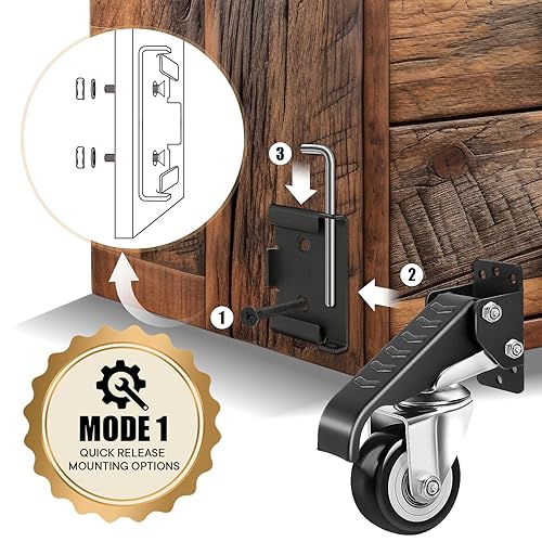 Miniatura 3 de SPACECARE Juego de ruedas para banco de trabajo, 600 libras, de liberación rápida, 2 opciones de montaje, ruedas retráctiles, ruedas ajustables de