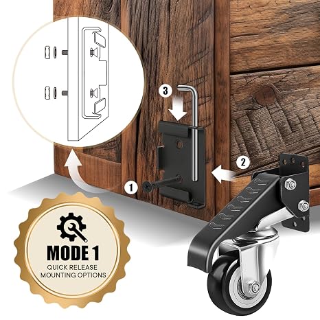 SPACECARE Workbench Casters kit 600Lbs Heavy Duty Quick Release 2 Mounting Options Retractable Workbench Stepdown Caster Wheels Adjustable Polyurethane Durable Steel Construction (Set of 4)