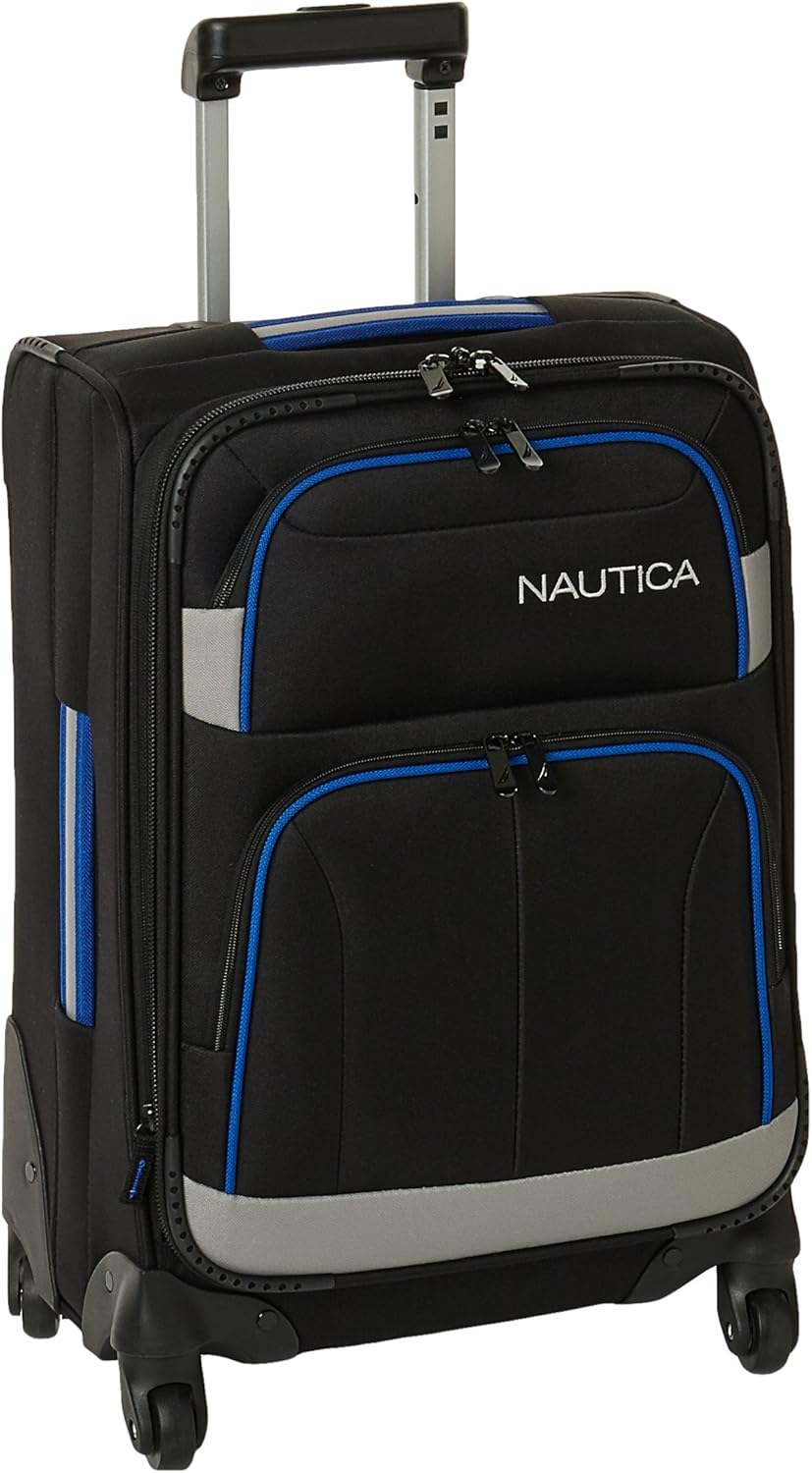 Nautica CarryOn Expandable Spinner Luggage, Black/Grey