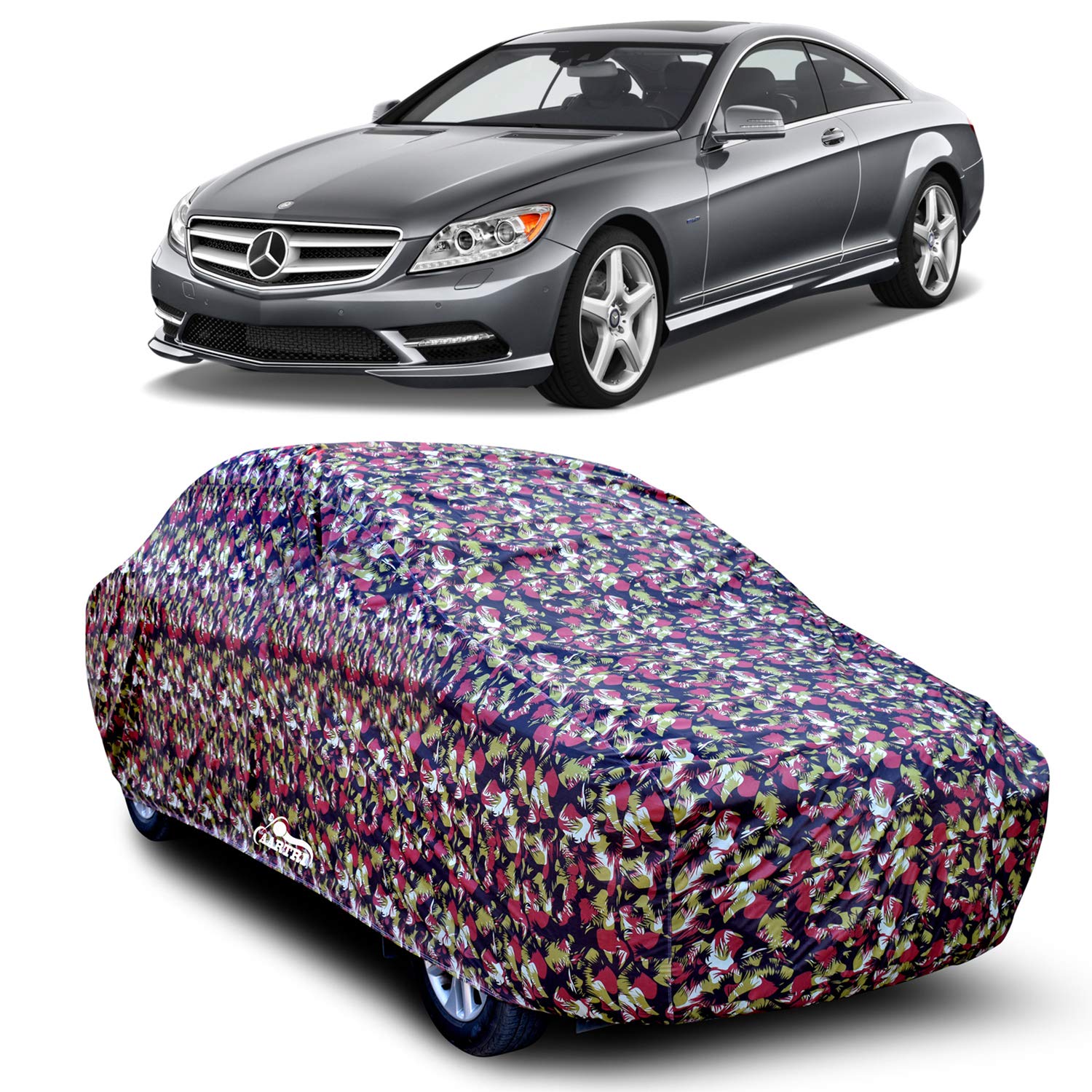 Presents Prime Quality Water Resistant Car Body Cover Compatible with Mercedes Benz CL-Class (Military Without Mirror)