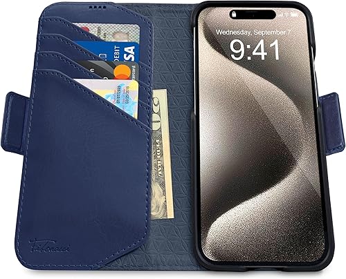 Miniatura 2 de Dreem Fibonacci - Funda tipo cartera para iPhone 15 Pro Max  Funda 2 en 1 a prueba de golpes y funda desmontable de piel vegana, compatible con