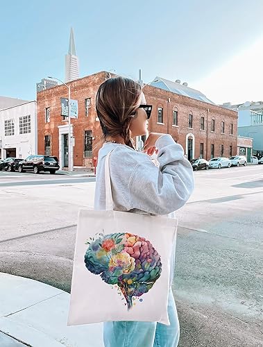 Miniatura 5 de Totetix Bolsa de lona estética, bolsa de compras, bolsa de comestibles reutilizable, bolsa de bibliotecario, bolsa de hombro de moda, bolsa de mano