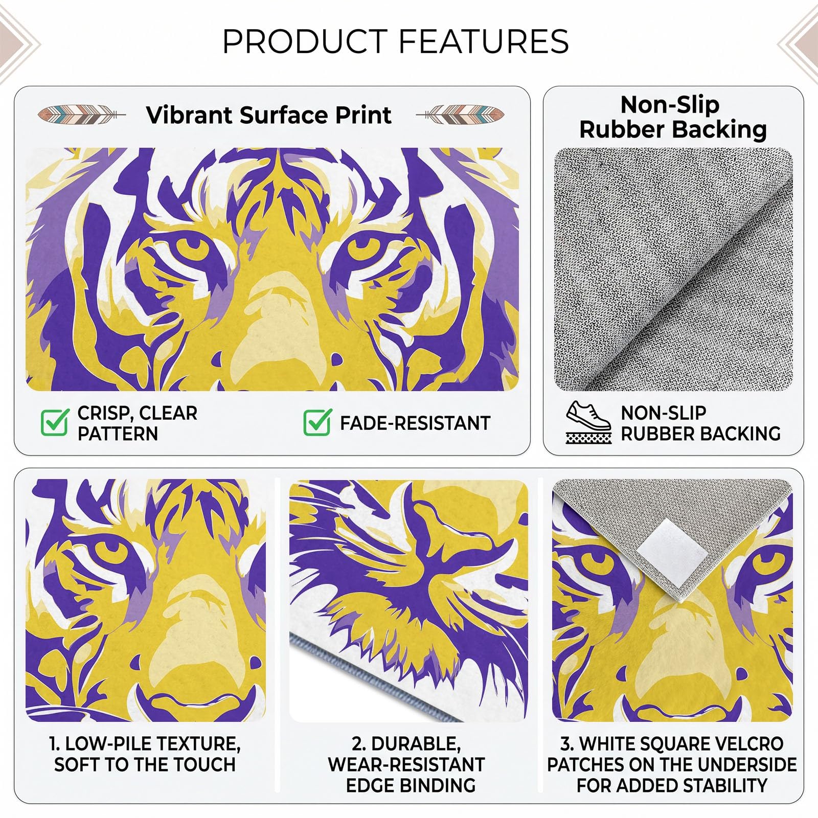 Tapis de Salon Animaux 180 x 240 cm, Tigre Tapis Poils Courts Lavable Moderne, Décoratif Antidérapant et Doux pour Salon Chambre et Bureau