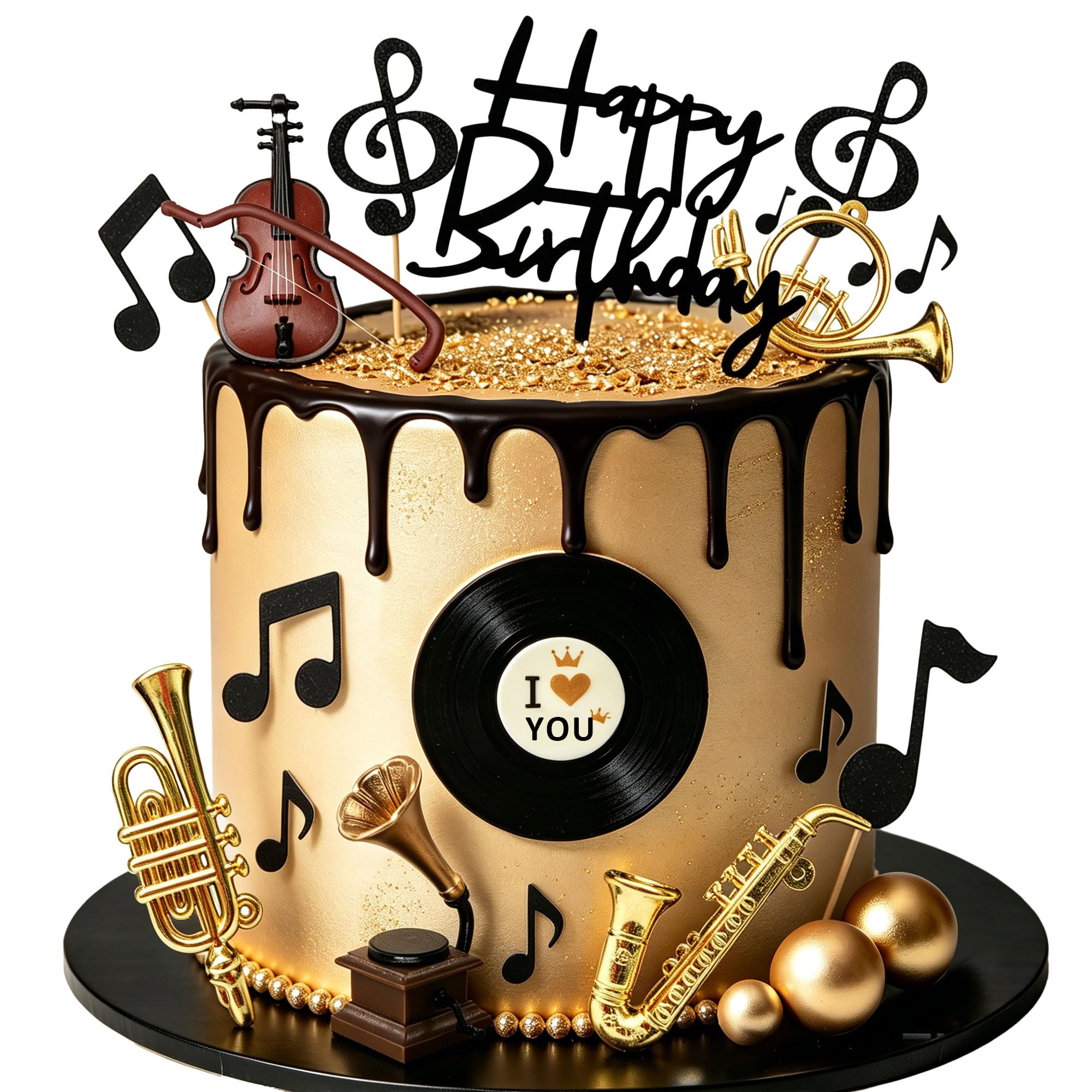 Vintage Music Cake Topper Saxophone Music Notes Old Phonograph Cake Toppers