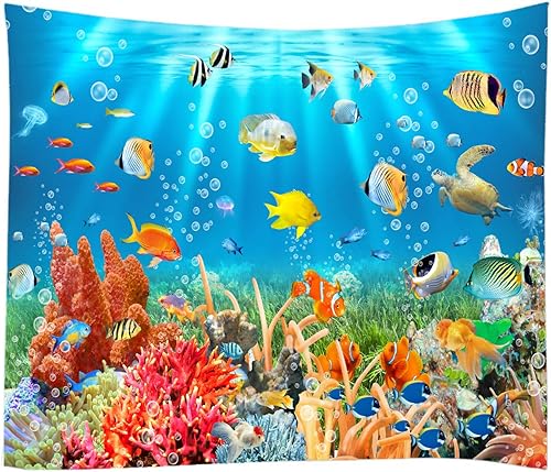 Miniatura 2 de AiniJinyao Manta decorativa con estampado de paisajes de mar profundo, tapiz para colgar en la pared, decoración de sala de estar y dormitorio, 59 x