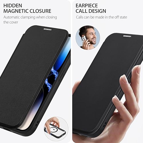Miniatura 5 de DUX DUCIS Funda para iPhone 15 Pro compatible con Magsafe, a prueba de golpes, funda de protección completa tipo cartera con ranura para tarjeta de