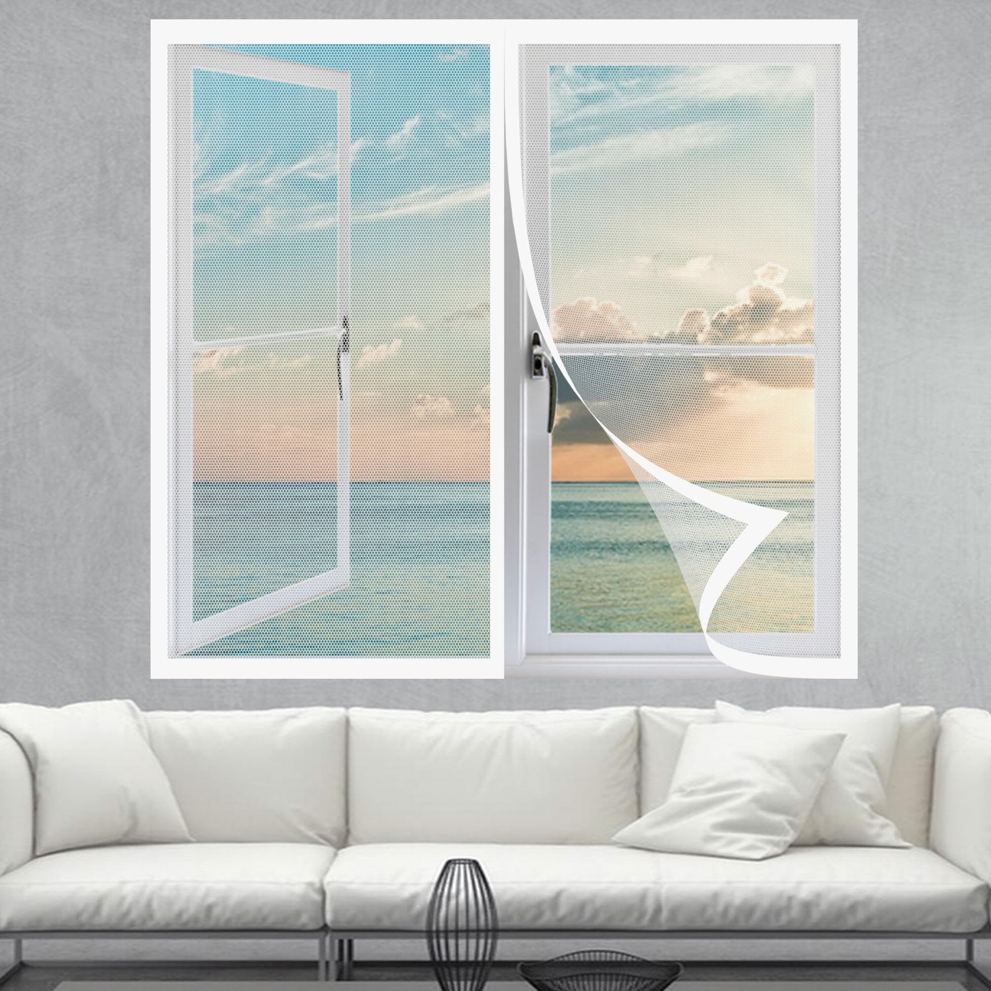 Wuqinc White Magnetic Window Screen Mesh 50 X 105 Cm Insect Protection Window Mosquito Net No Drilling Or Screwing Easy Installation For Various Windows,