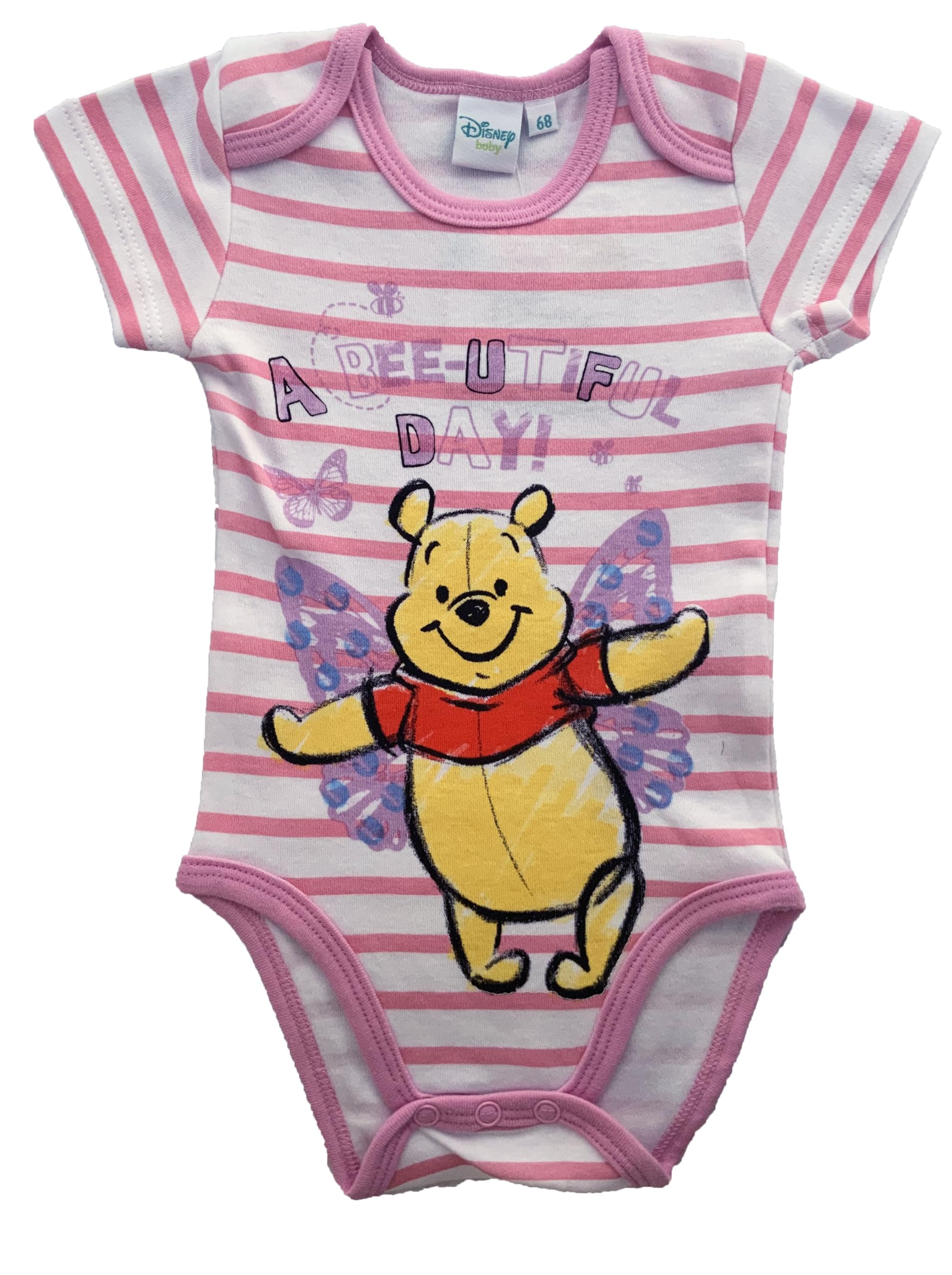 Winnie the Pooh Babygrow Bodysuit Romper (Pink, 9-12 Months)