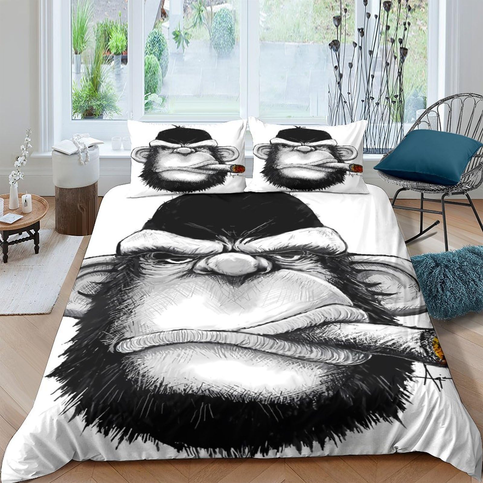 Ctjqhvkz Style-7 3D Printed Cartoon Monkey Fitted Sheet Microfiber Soft Breathable Graffiti Street Bed Cover For Bedroom Dorm Decor Single（135X200cm）