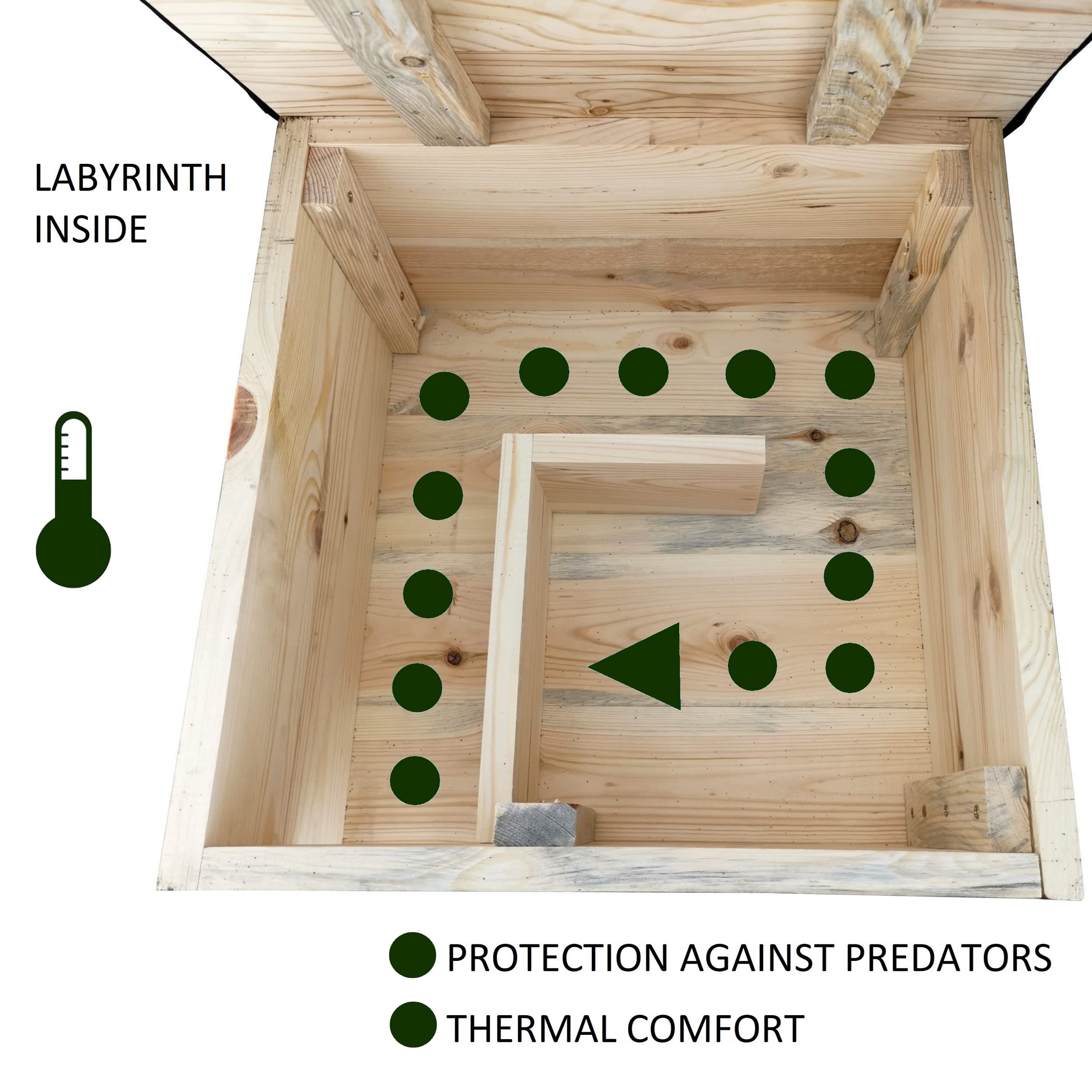 LEVIATAN - Casa para Erizos con Suelo de Madera, Casa para Todo el Año, Resistente a la Intemperie, Perfecto para el Jardín, Cartier de Invierno