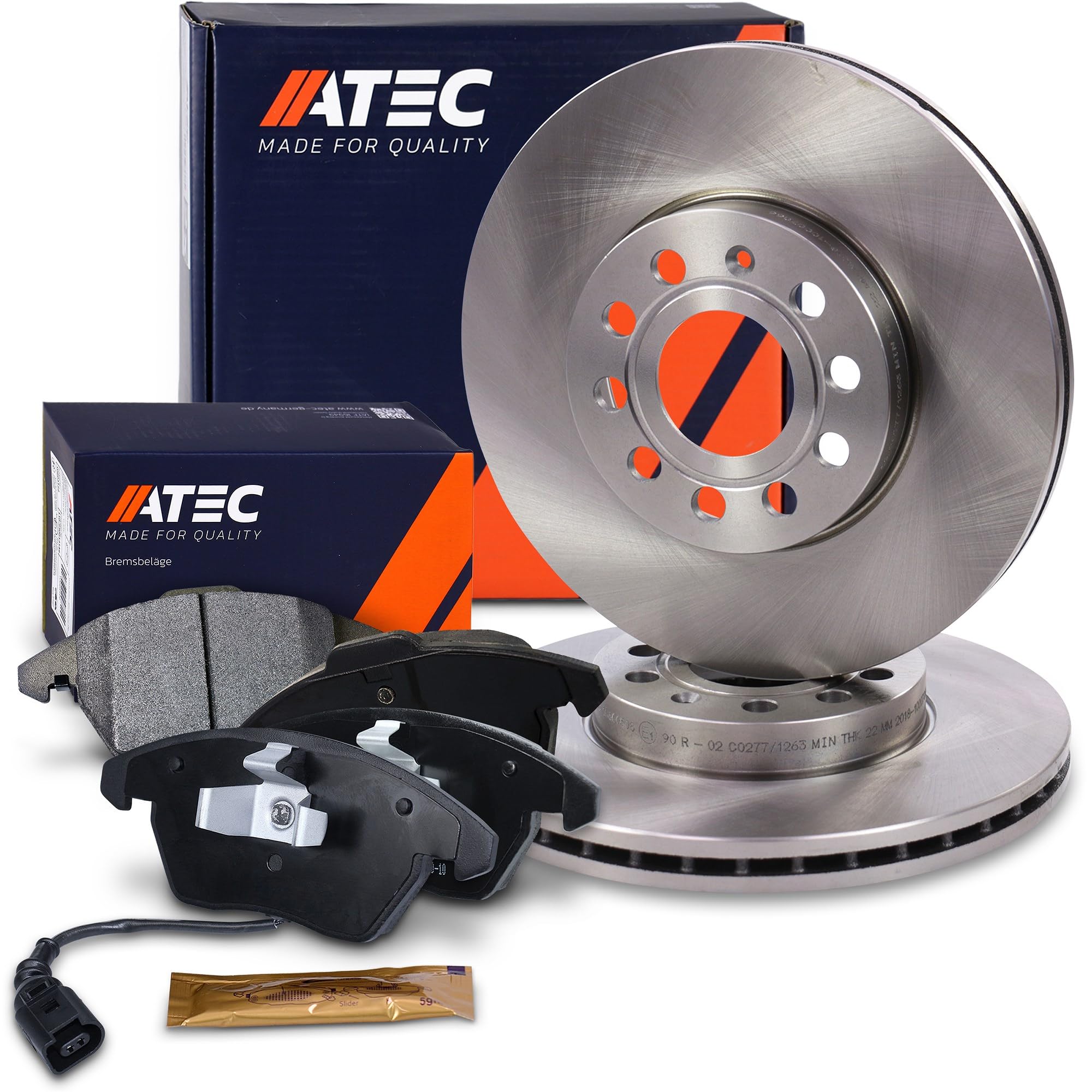 ATEC Germany Juego de frenos eje delantero incl. discos de freno Ø 288 mm | Compatible con: Audi A3, A3 Cabriolet, A3 Sportback, Seat Altea, Altea, XL, LEON, Toledo III, Skoda Octavia III
