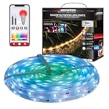 Monster Smart 50 Foot RGB&plus;IC&plus;WW Outdoor LED Light Strip&comma; Sound Reactive&comma; Dimmable&comma; Multicolored & Multi-White&comma; IP44 Waterproof&comma; Weather Resistant&comma; App Control&comma; Compatible with Alexa&comma; Google Home&comma; Siri
