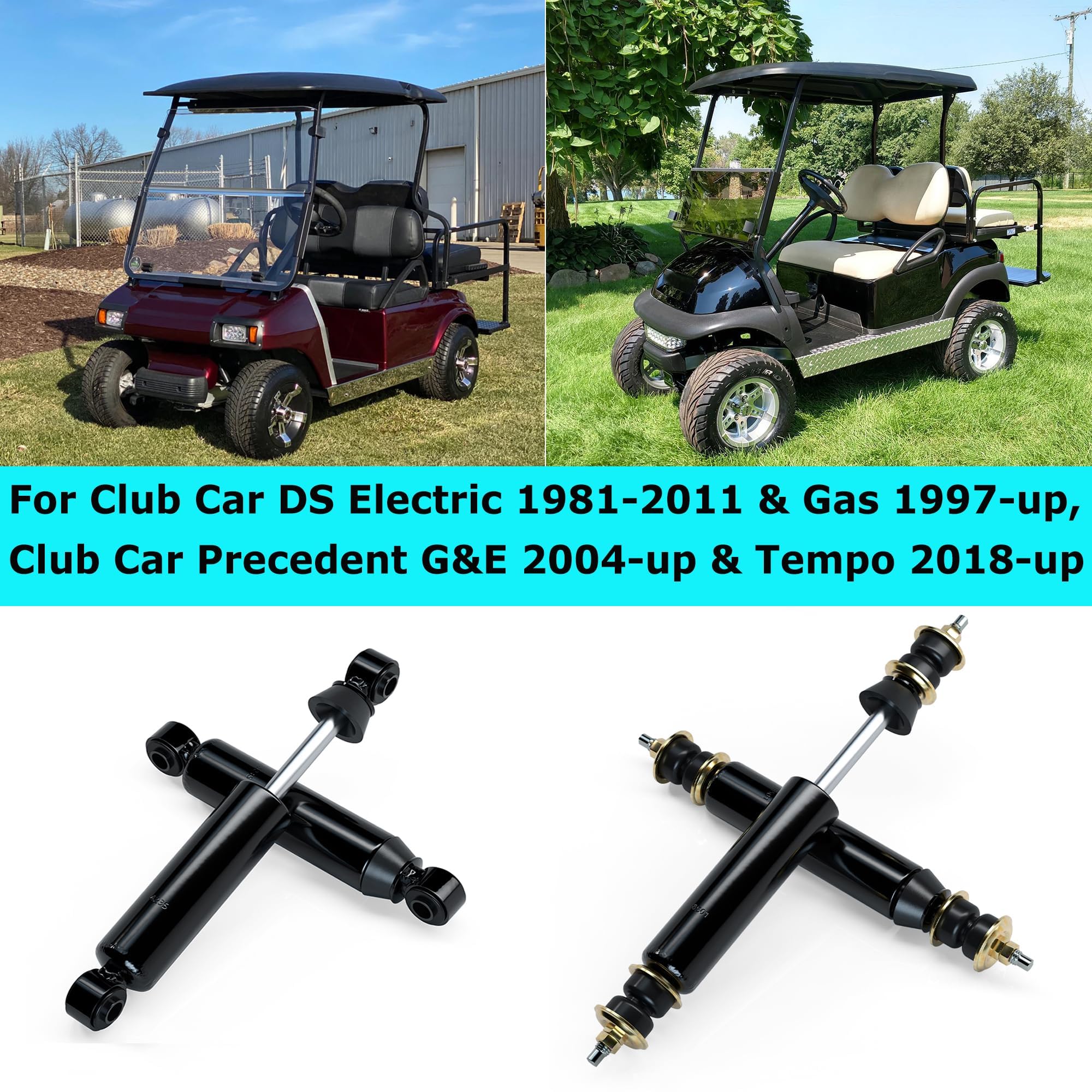 10L0L 4 Stück Golf Cart Stoßdämpfer für Club Car DS 1981-up, Precedent 2004-up, Tempo 2018-up Gas & Elektro, vorne hinten Stoßdämpfer ersetzen OEM 1014235 1015813 1010991 1012183 1014236 1013164