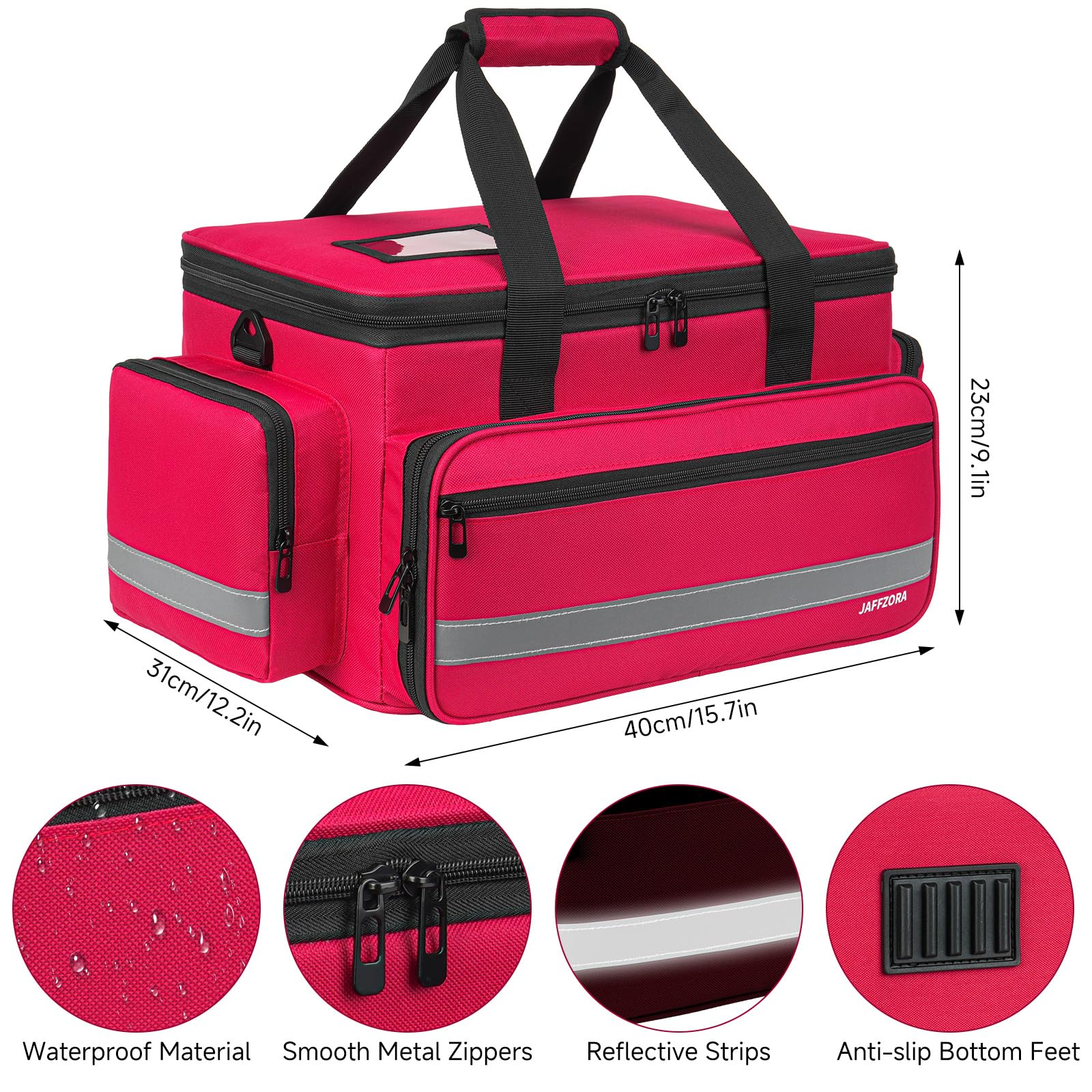 Borsa di emergenza vuota per infermiere, grande borsa medica, portatile borsa medica da viaggio, organizzatore di pillola per lavoro (rosso, grande)