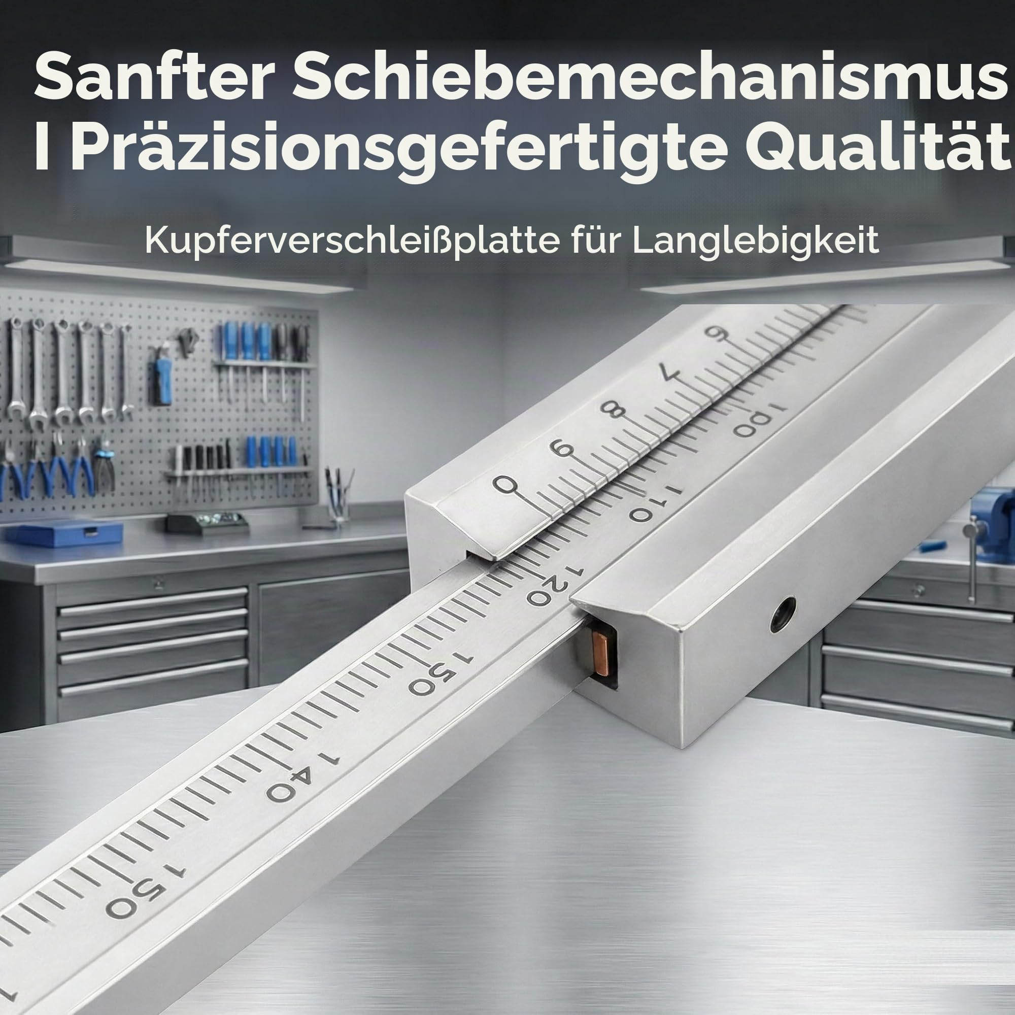 KATSU Tiefenmessschieber 0–200 mm, Tiefenmessgerät mit Nonius 0,02 mm Genauigkeit, Präzisions-Messwerkzeug für Werkstatt, Metall- und Maschinenbau, Modell 401172