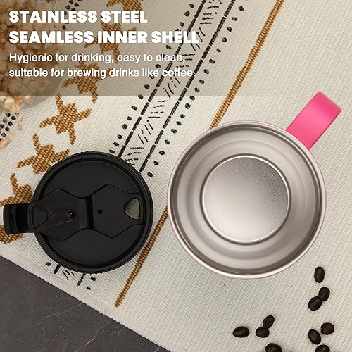 Miniatura 35 de HAUSHOF Taza de viaje de 24 onzas con asa, taza de café aislada al vacío de acero inoxidable, tazas de viaje de doble pared con tapa a prueba