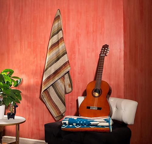 Miniatura 8 de Manta de lana de alpaca tamaño individual, cálida, ligera, para sofá o campamento, para exteriores, 75 x 38 pulgadas (marrón)