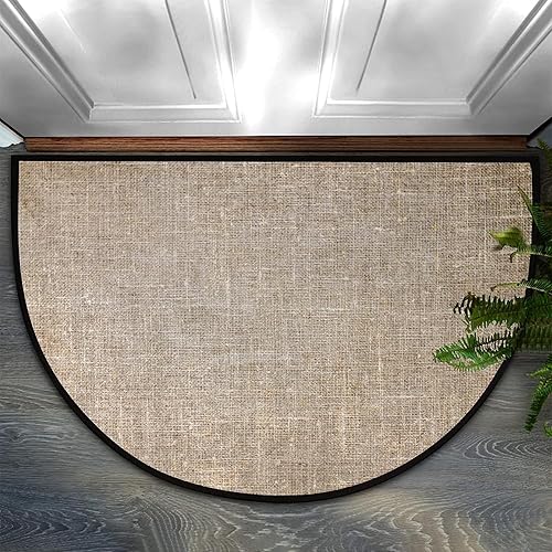 Tapete semicircular de 30 x 18 pulgadas, diseño de estilo textil, para entrada interior, diseño retro, antideslizante, absorbente, resistente al