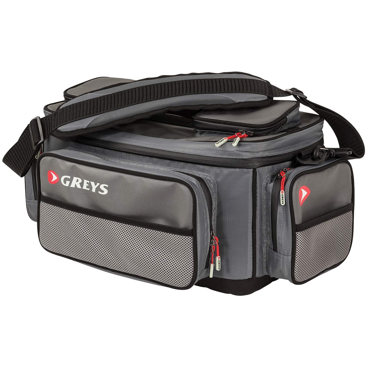 Greys Bolsa de Pesca de Orilla | Bolsa Compacta de Hombro para Río, Lago y Costa | Base EVA Impermeable | Múltiples Compartimentos | Correa Acolchada | Cubierta de Lluvia