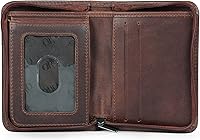 Vista 1 de Otto Angelino Cartera plegable con cremallera para hombre con bloqueo RFID, piel de vaca italiana, comodidad de viaje delgada, soporte para tarjeta
