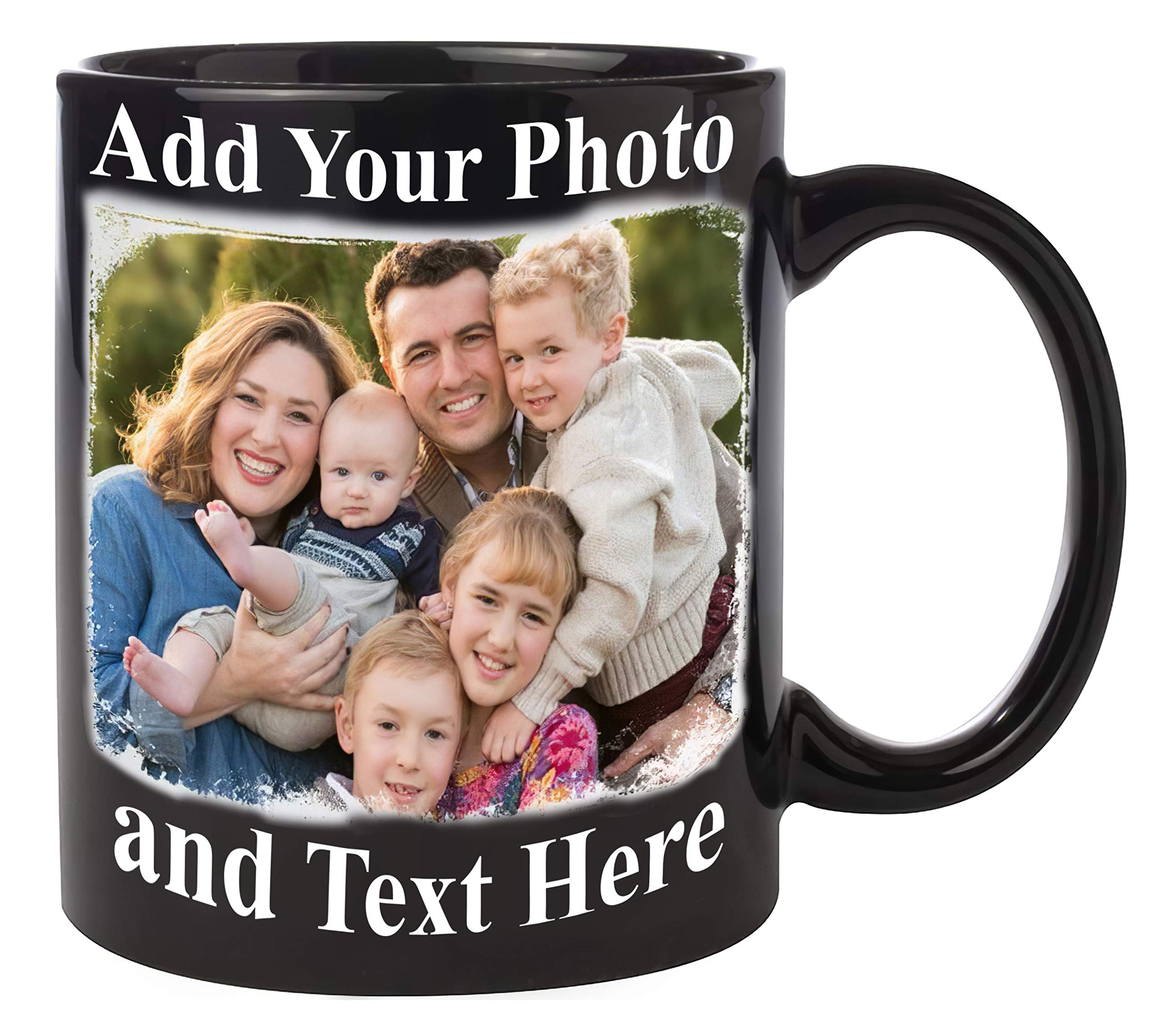 OMGSHIRTS Name Cups - Personalized Coffee Mug, Customize Fathers Day Gift, Magic Mug With Photo (Black 11 oz)